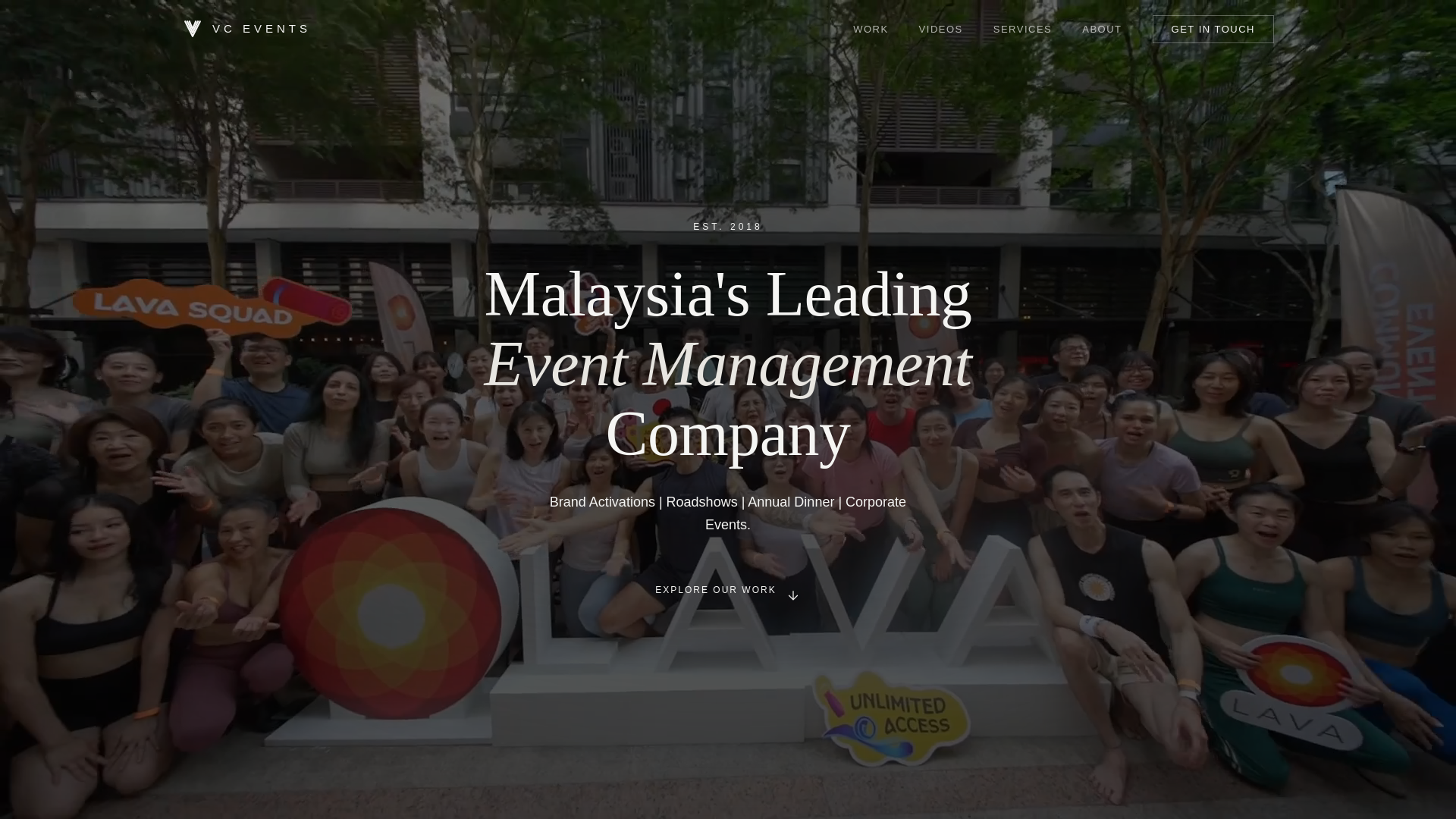 website screenshot of https://vceventsmy.com