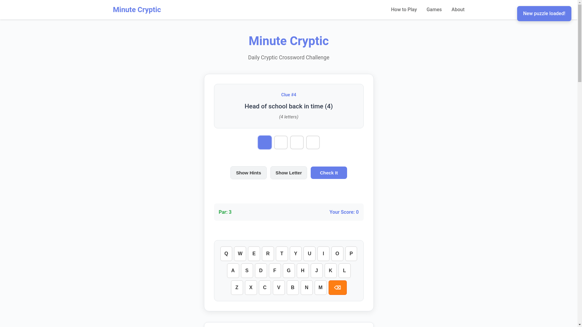 website screenshot of https://minutecryptic.org/