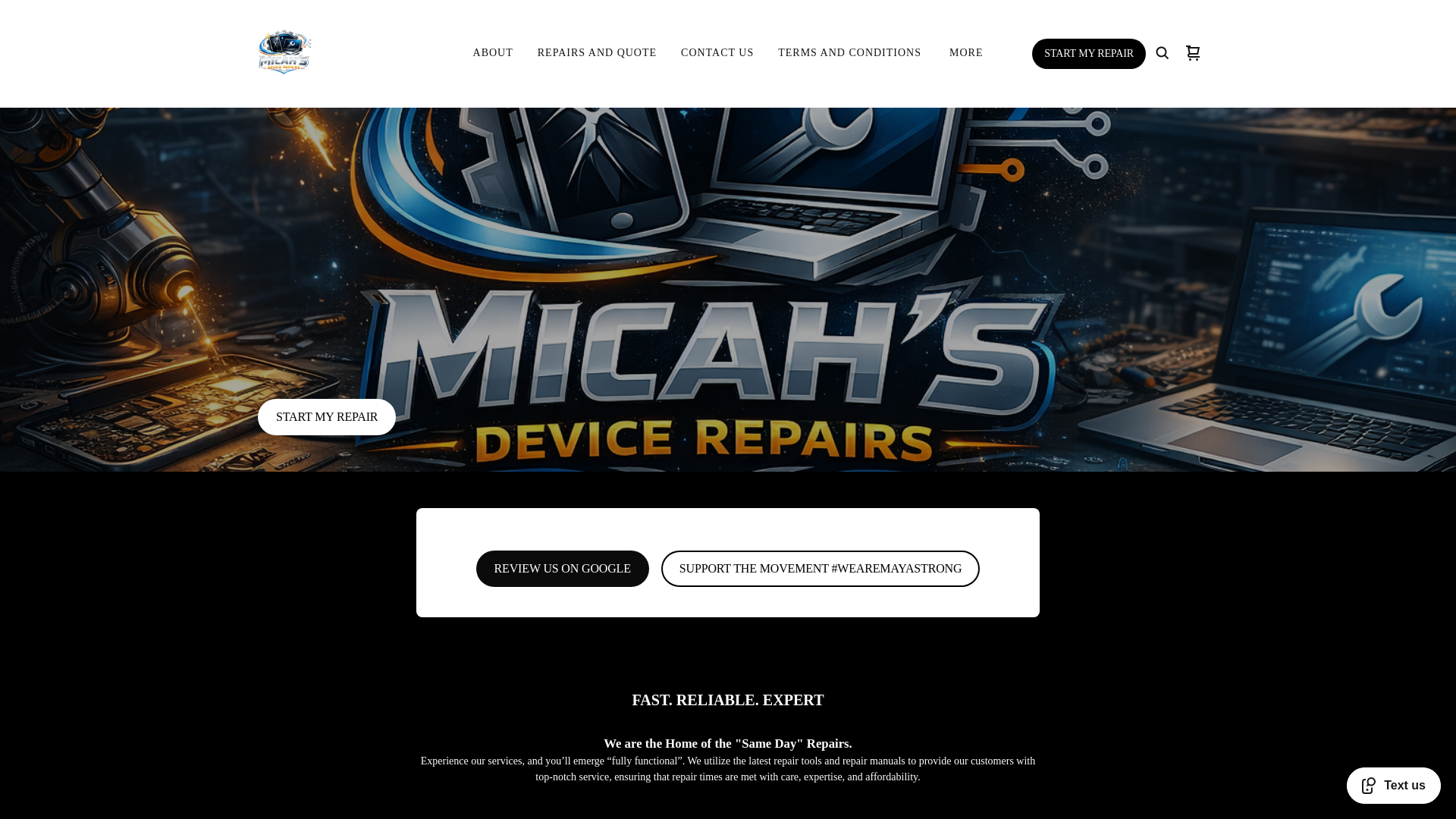 website screenshot of https://micahsdevicerepairs.com/
