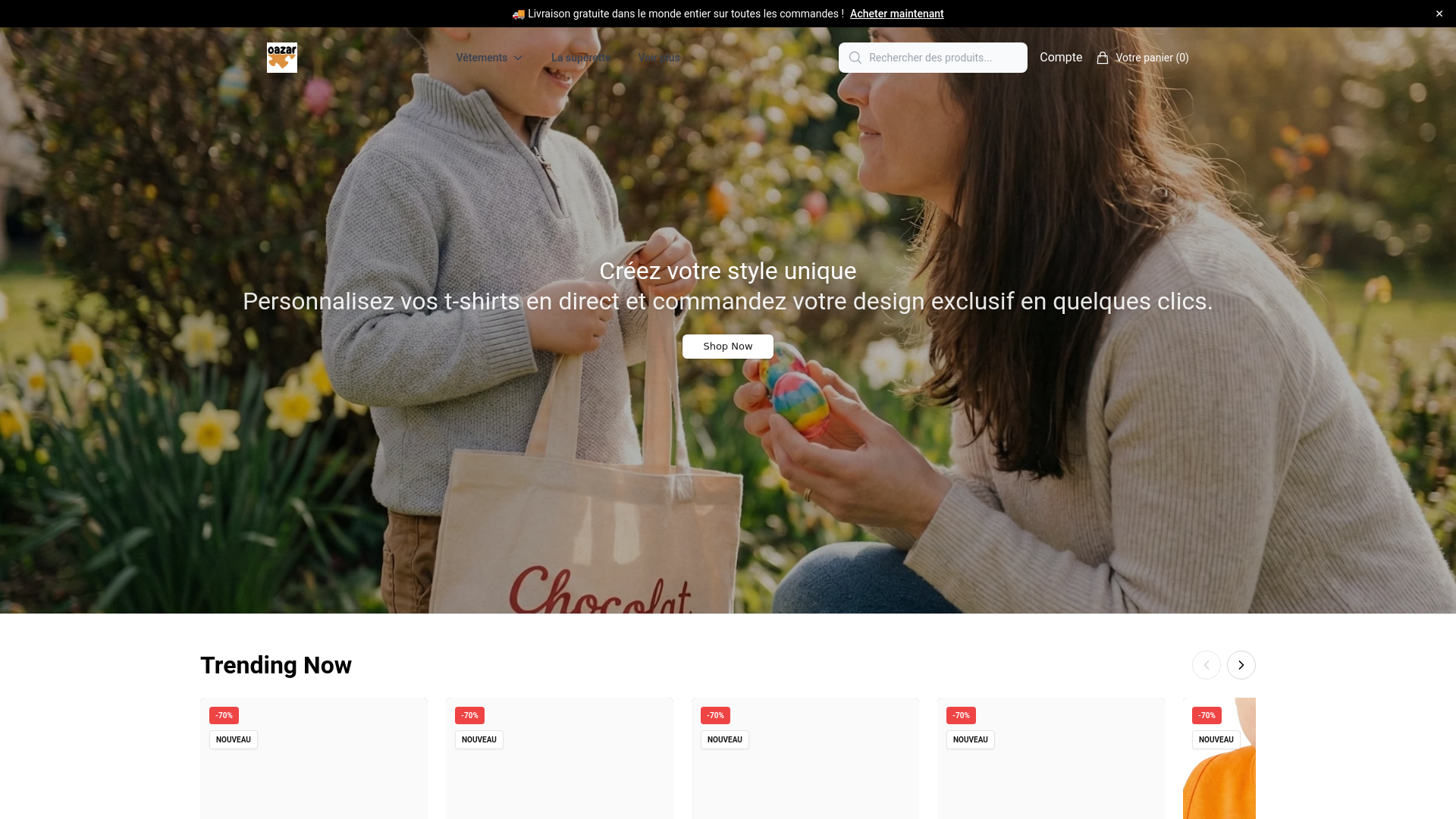 website screenshot of https://oazarboutique.shop/