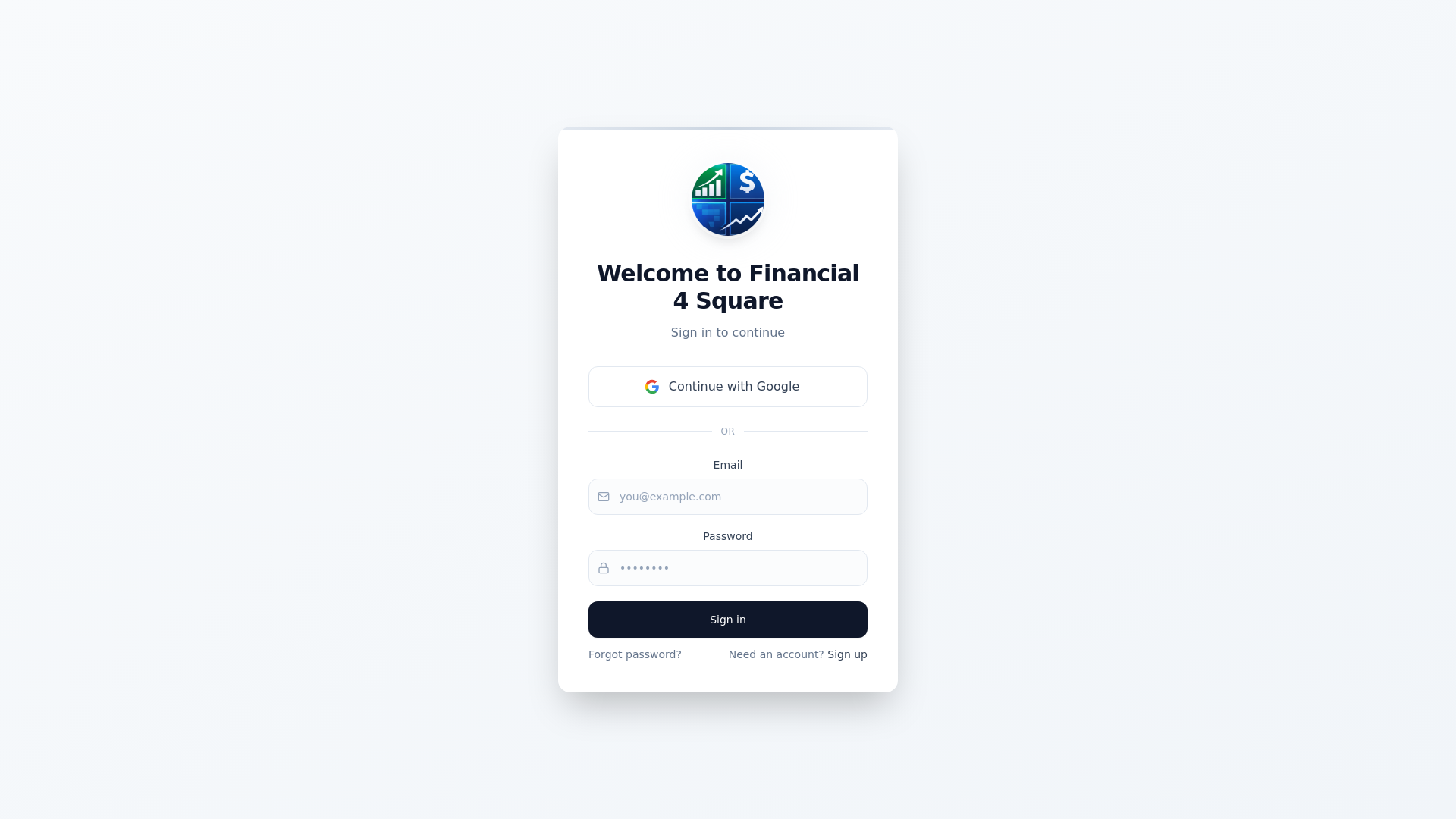 website screenshot of https://financial4square.app/
