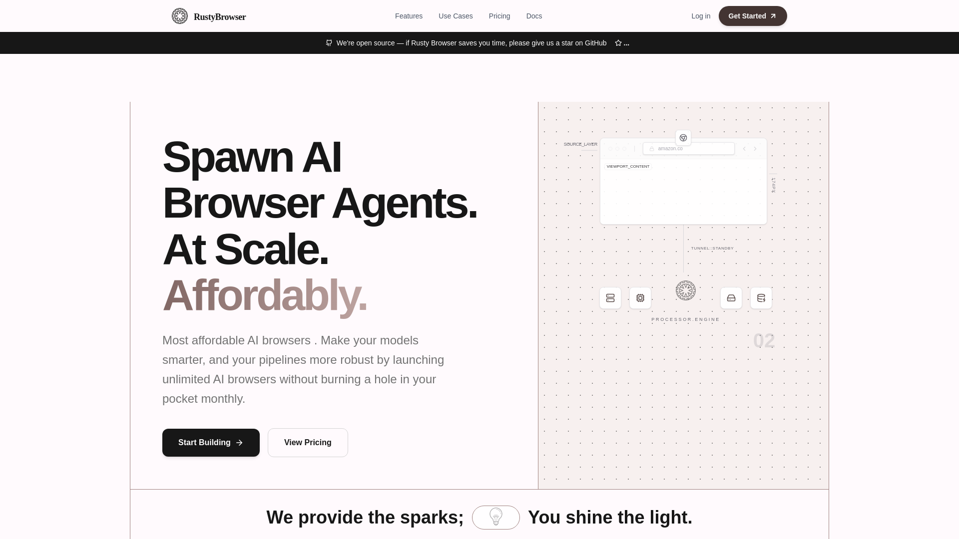 website screenshot of https://rustybrowser.com/