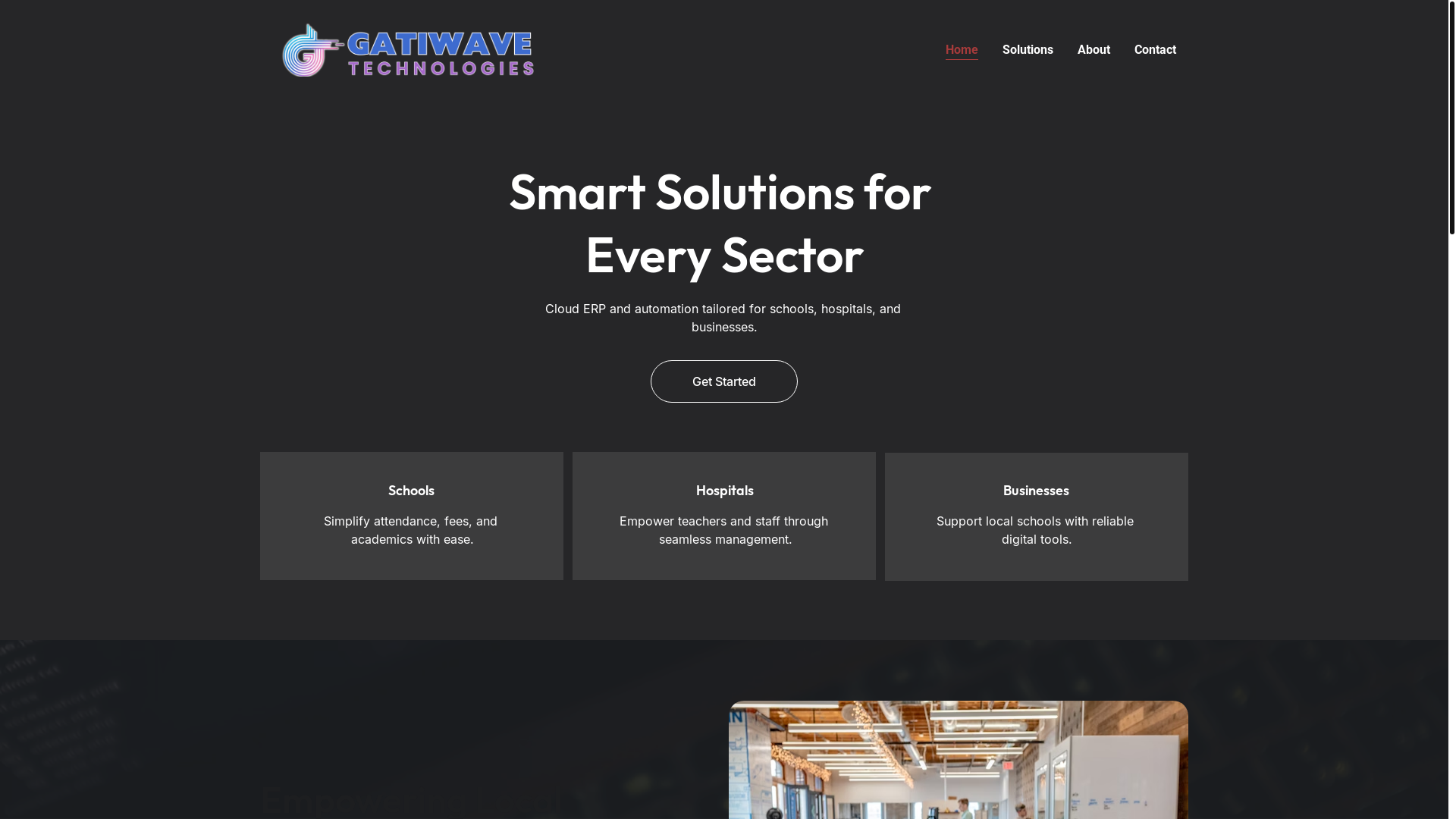 website screenshot of https://gatiwavetechnologies.com/