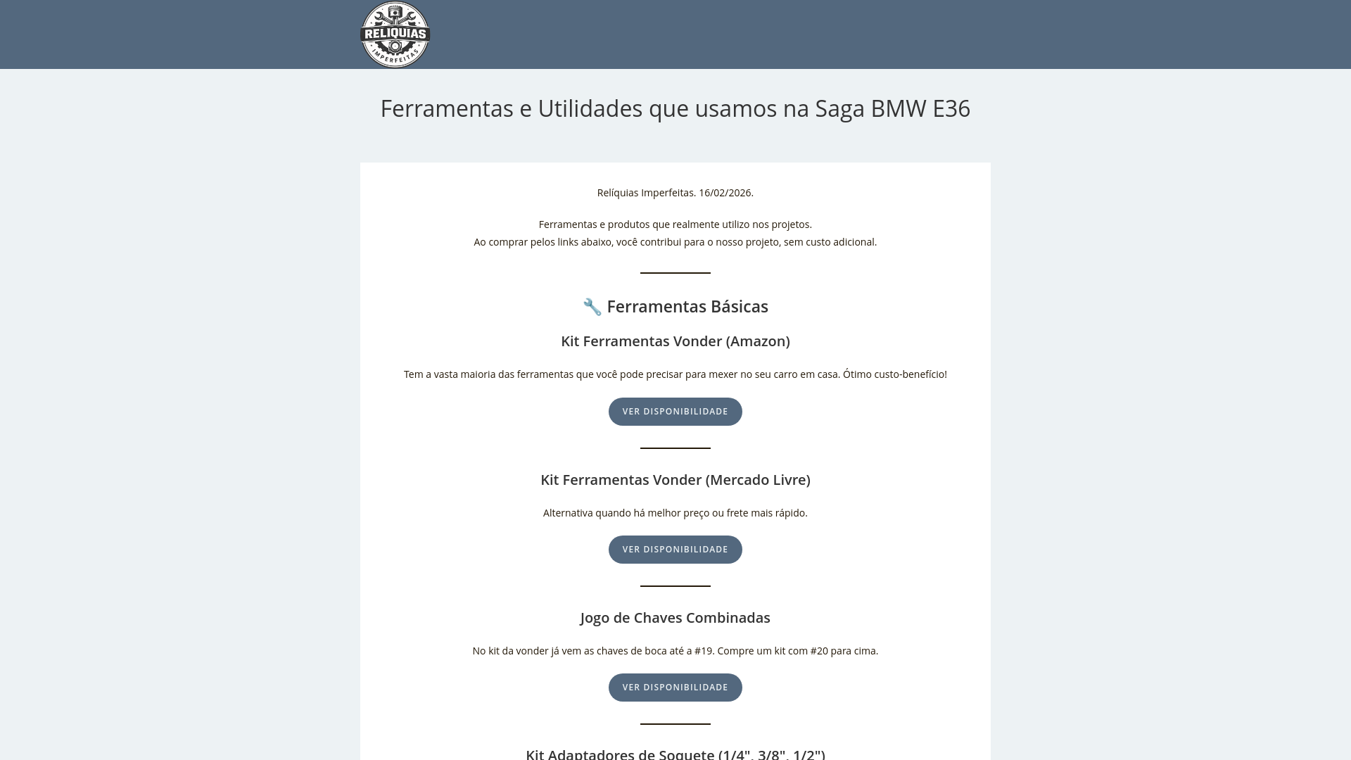 website screenshot of https://reliquiasimperfeitas.com/