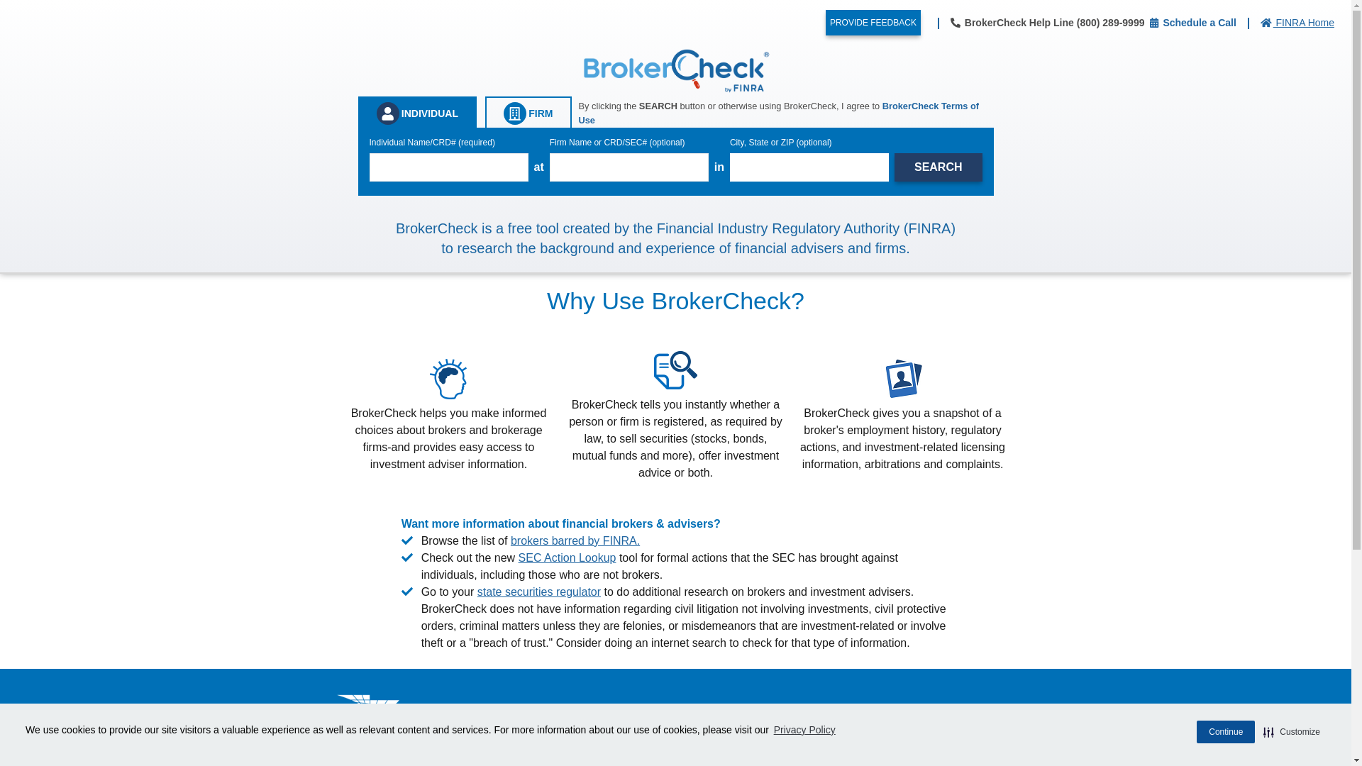 website screenshot of http://brokercheck.finra.org/