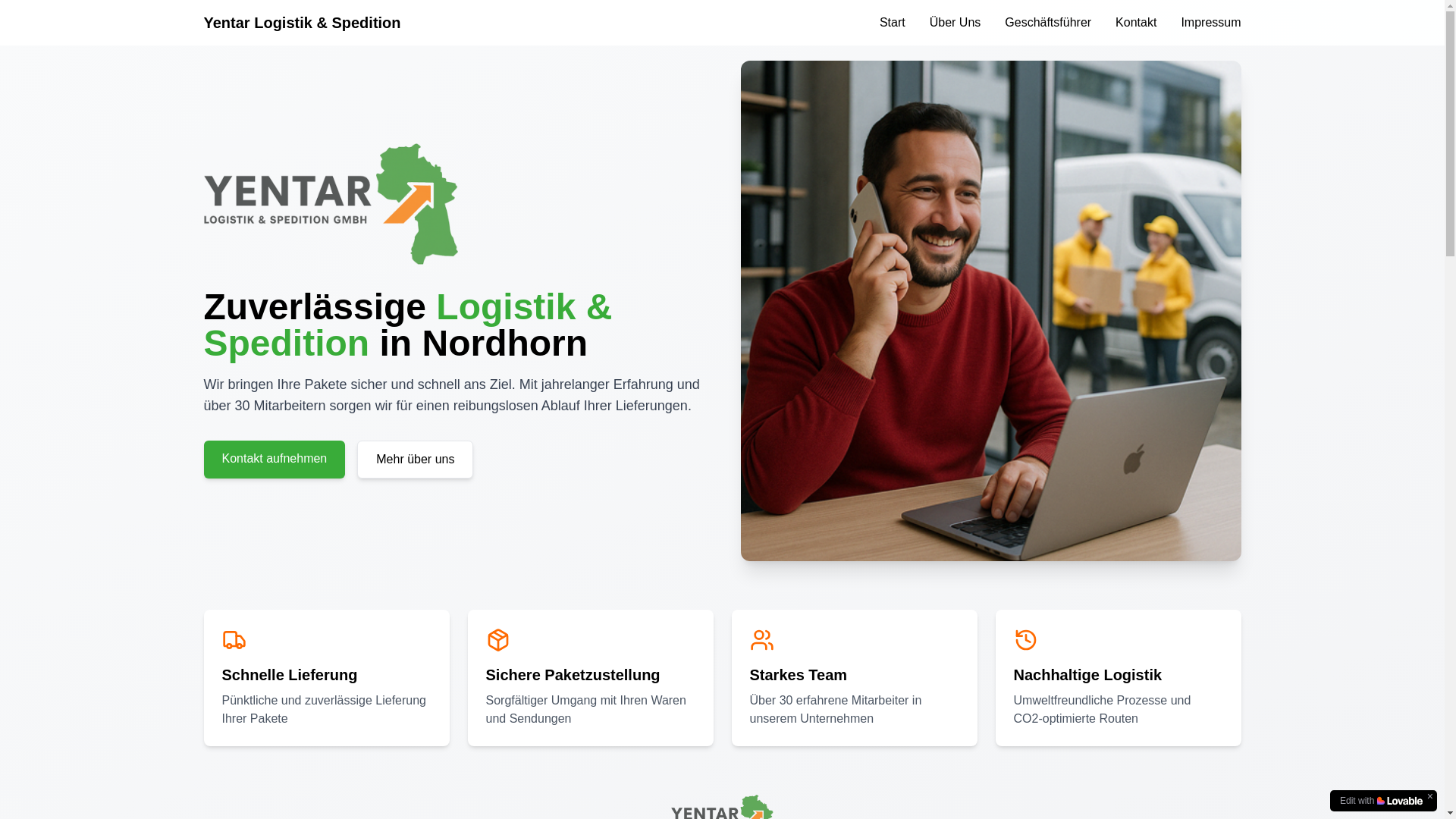 website screenshot of https://yentar-logistik-spedition.de/