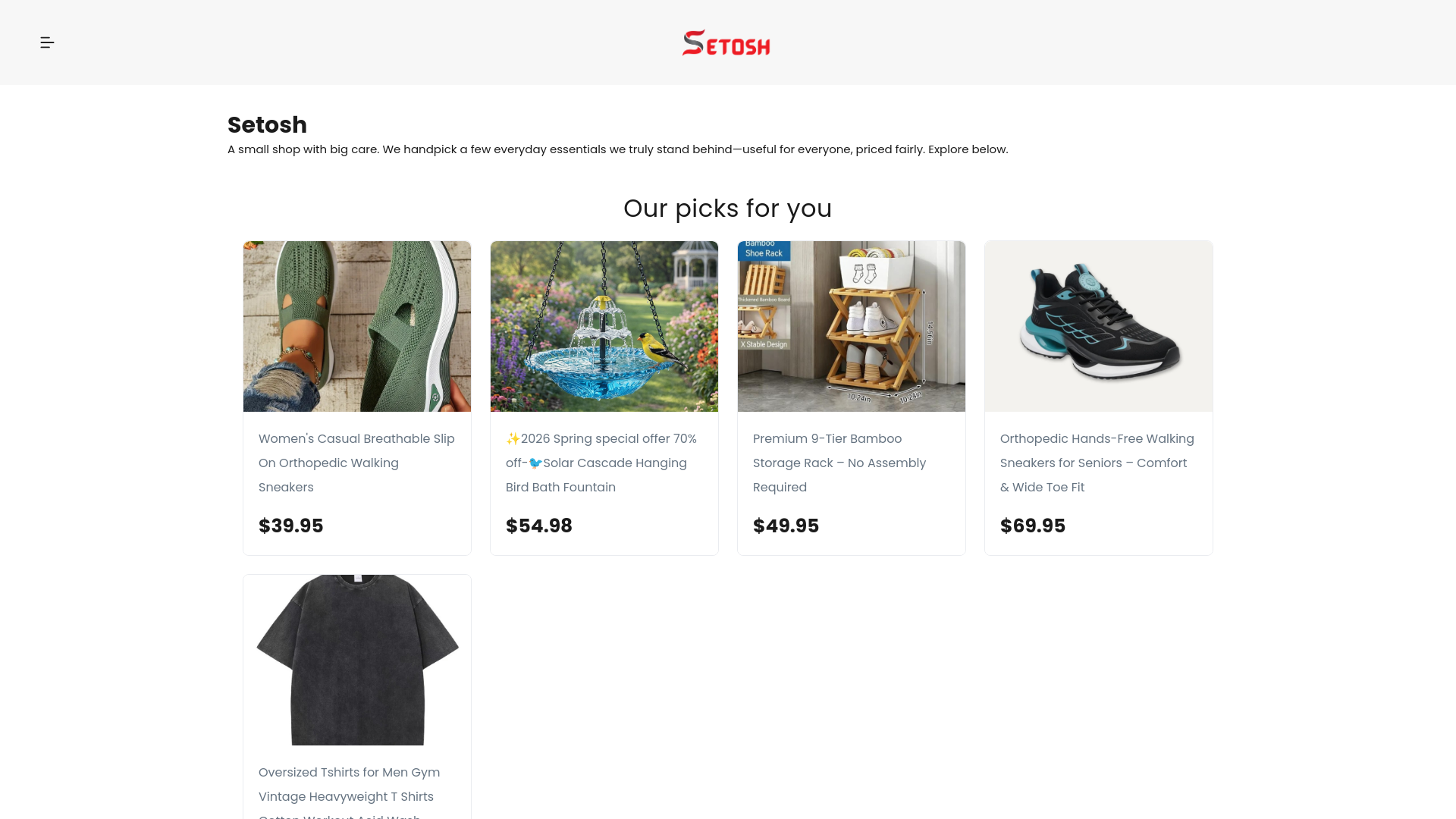 website screenshot of https://setosh.com