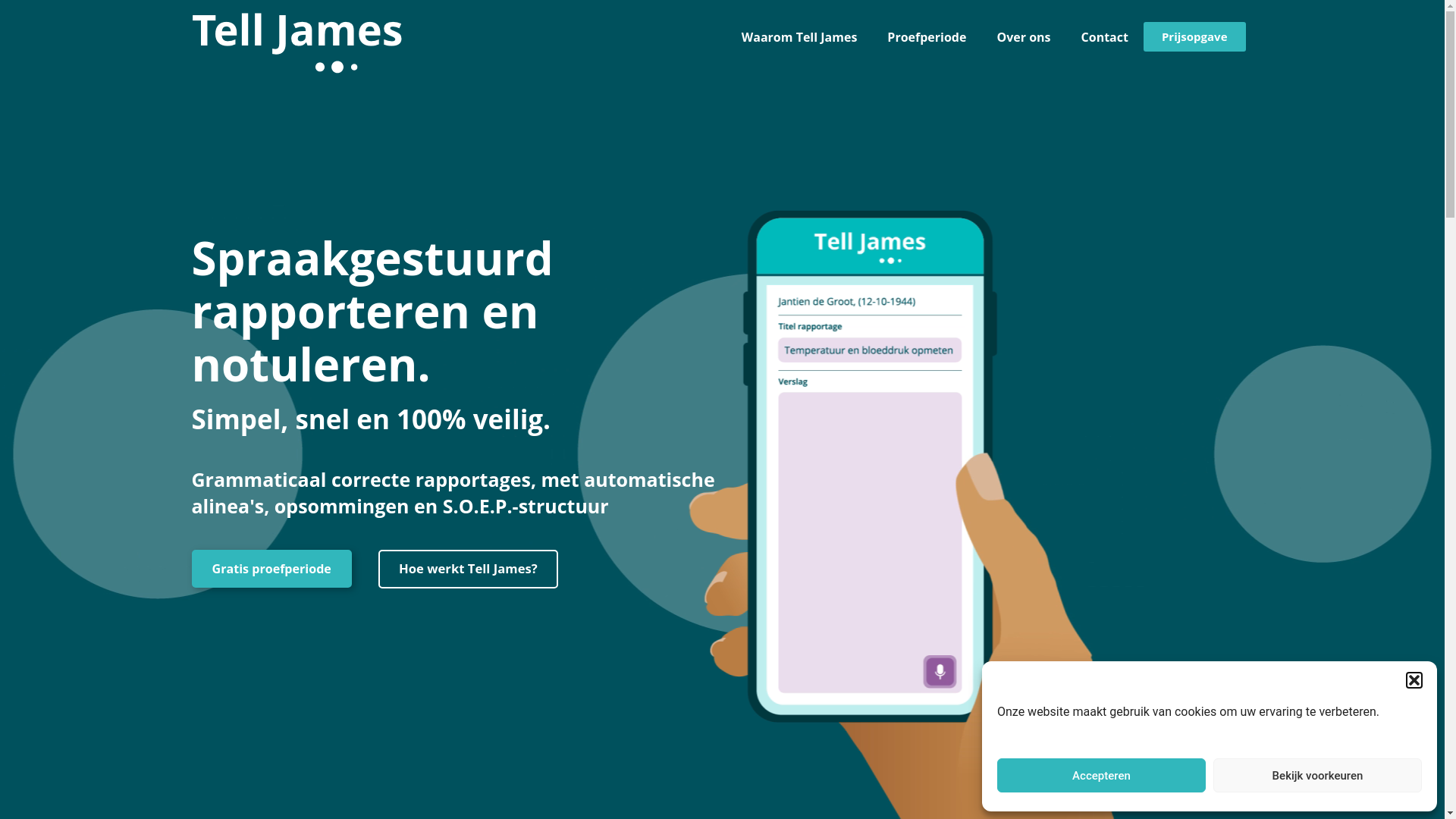 website screenshot of https://tell-james.com/