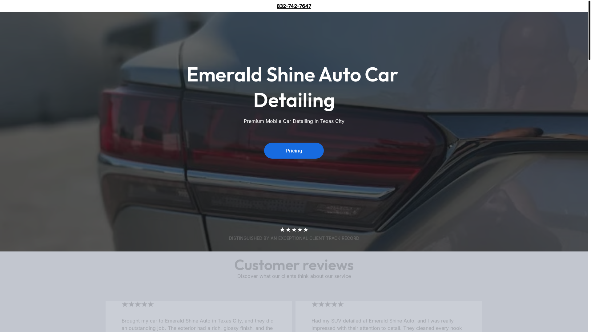 website screenshot of https://emeraldshineautocardetailing.site/