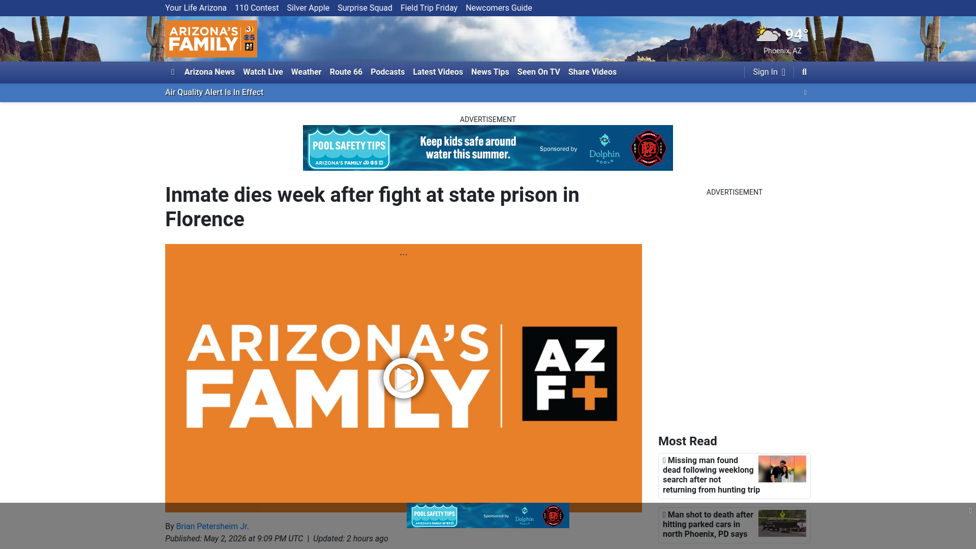 website screenshot of https://www.azfamily.com/2026/05/02/inmate-dies-week-after-fight-state-prison-florence/