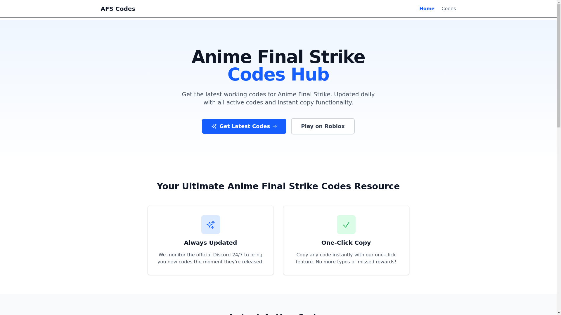 website screenshot of https://animefinalstrikecodes.com/