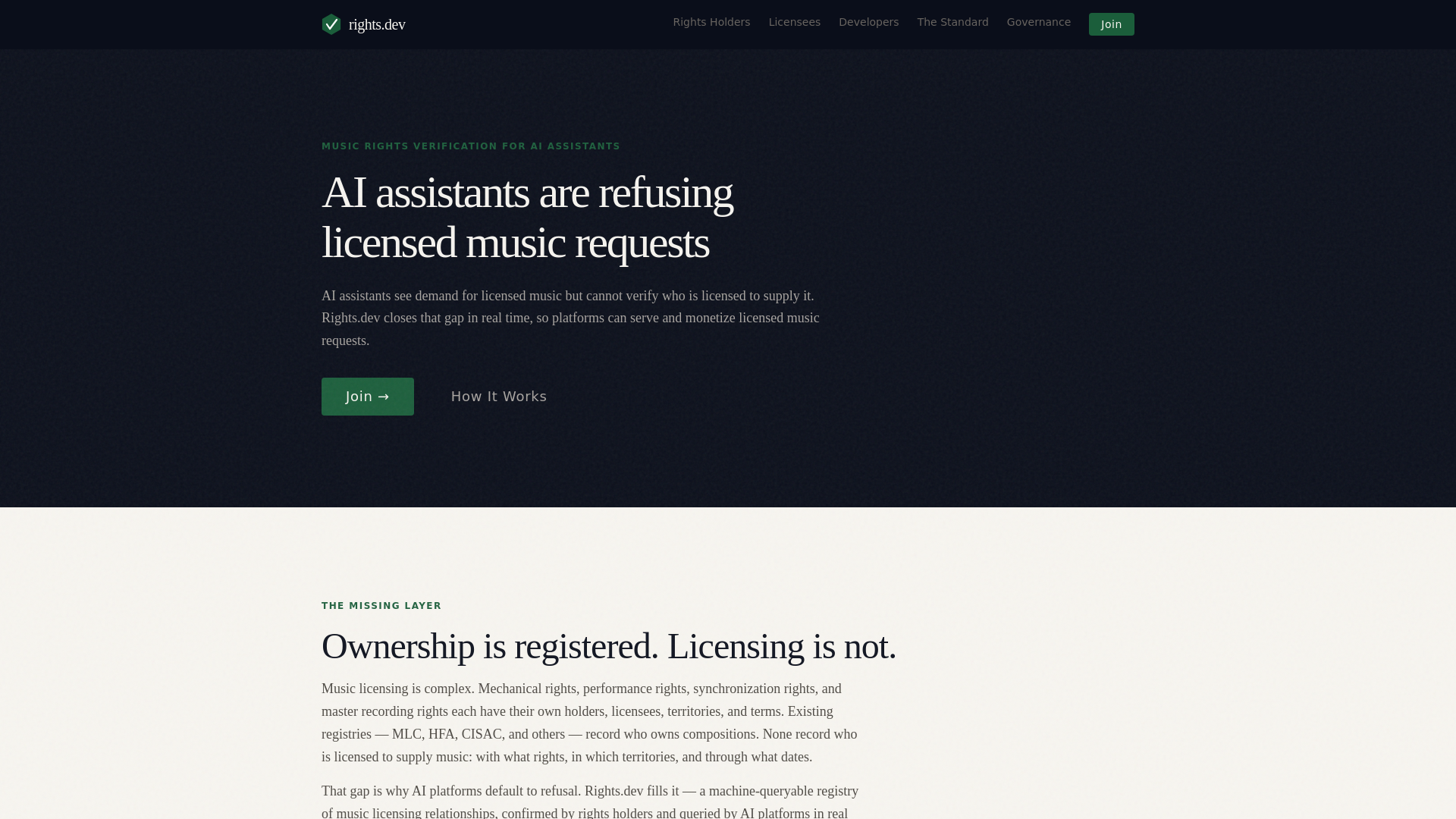 website screenshot of https://rights.dev