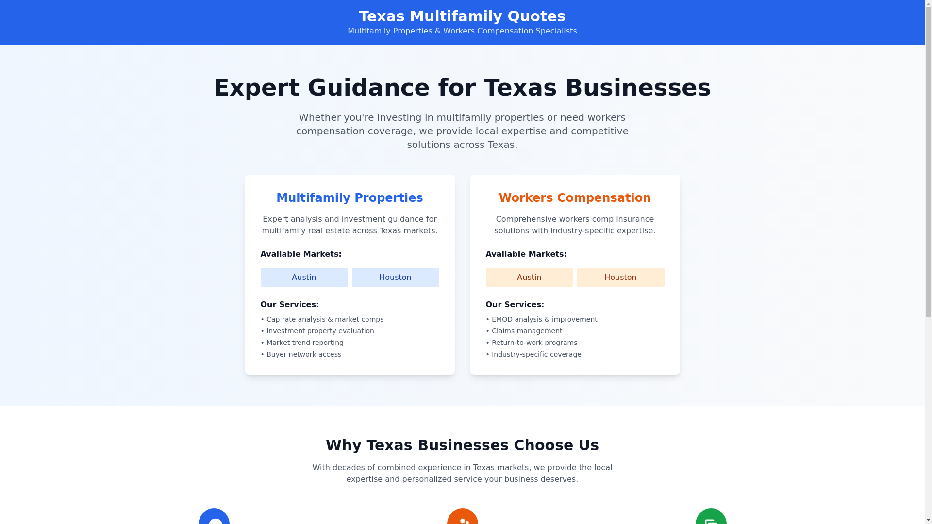 website screenshot of https://texasmultifamilyquotes.pages.dev/
