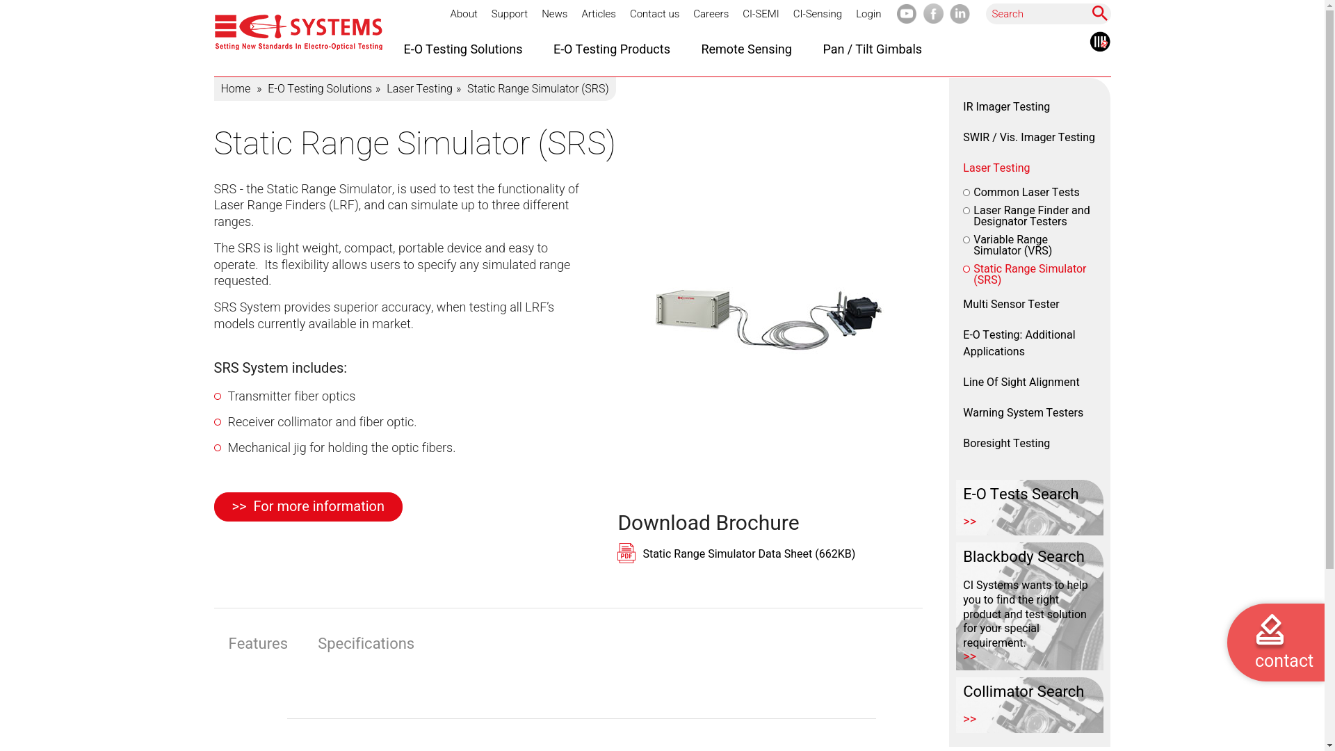 website screenshot of https://www.ci-systems.com/Static-Range-Simulator