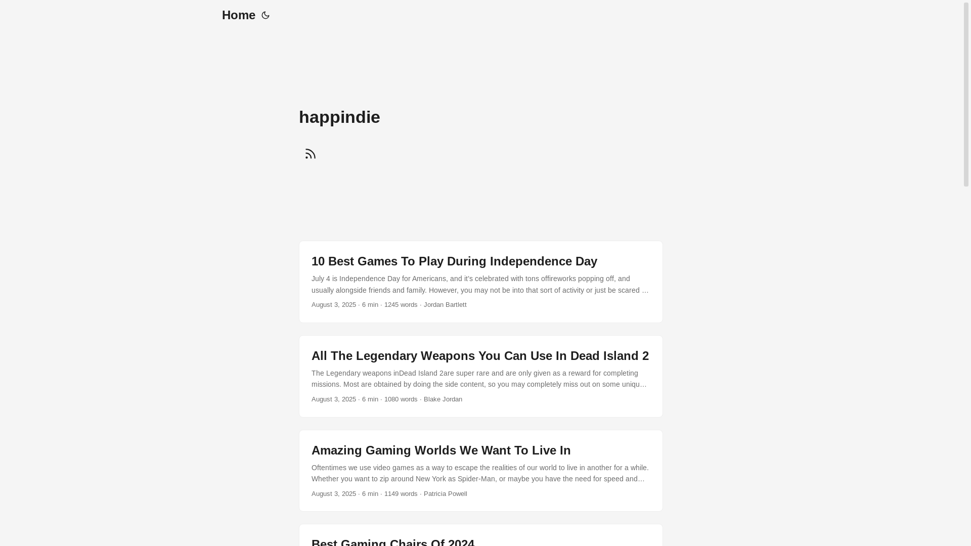 website screenshot of https://happindie.pages.dev/
