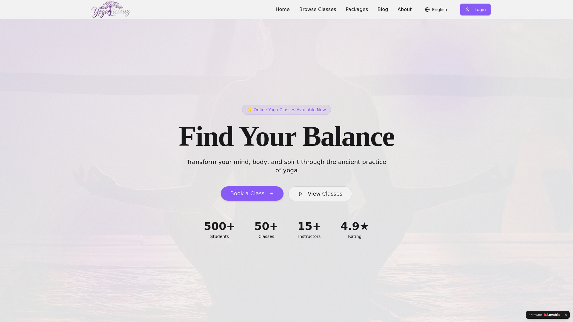 website screenshot of https://yogaliciouz.online/