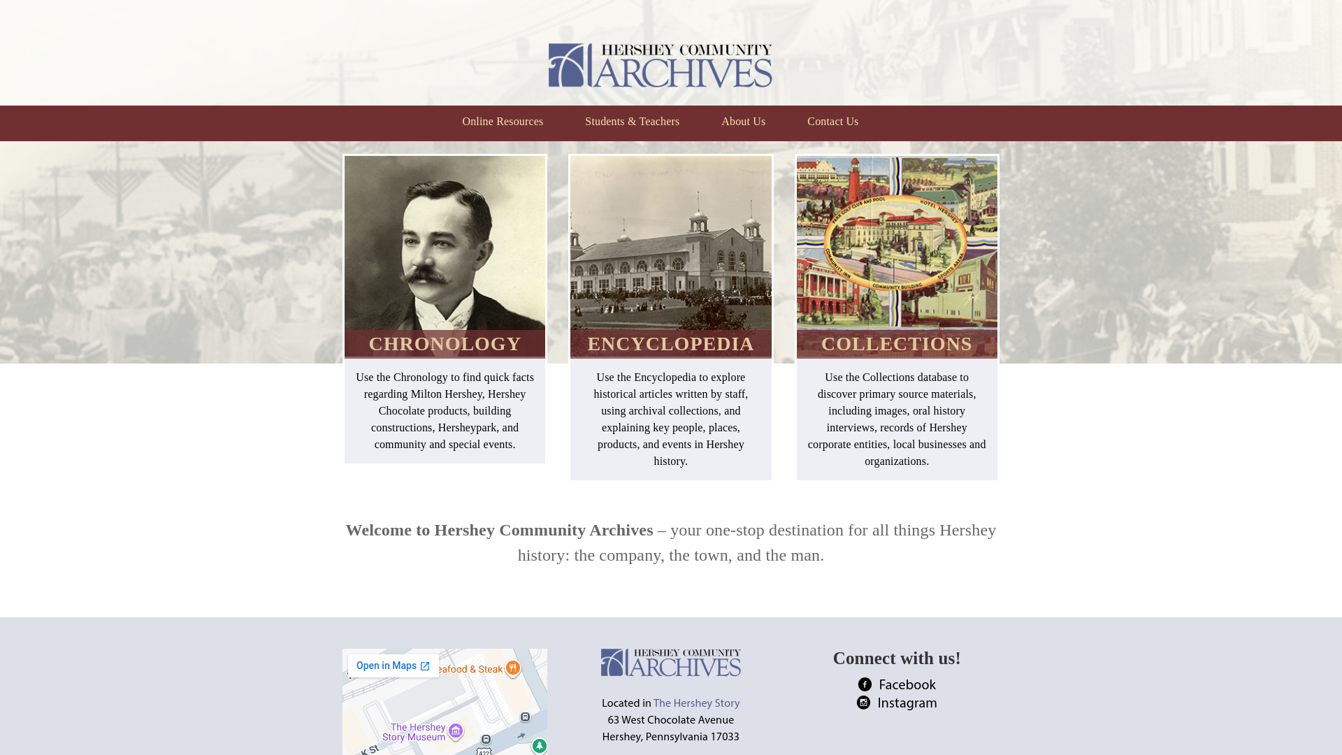 website screenshot of https://hersheylegacyarchives.org