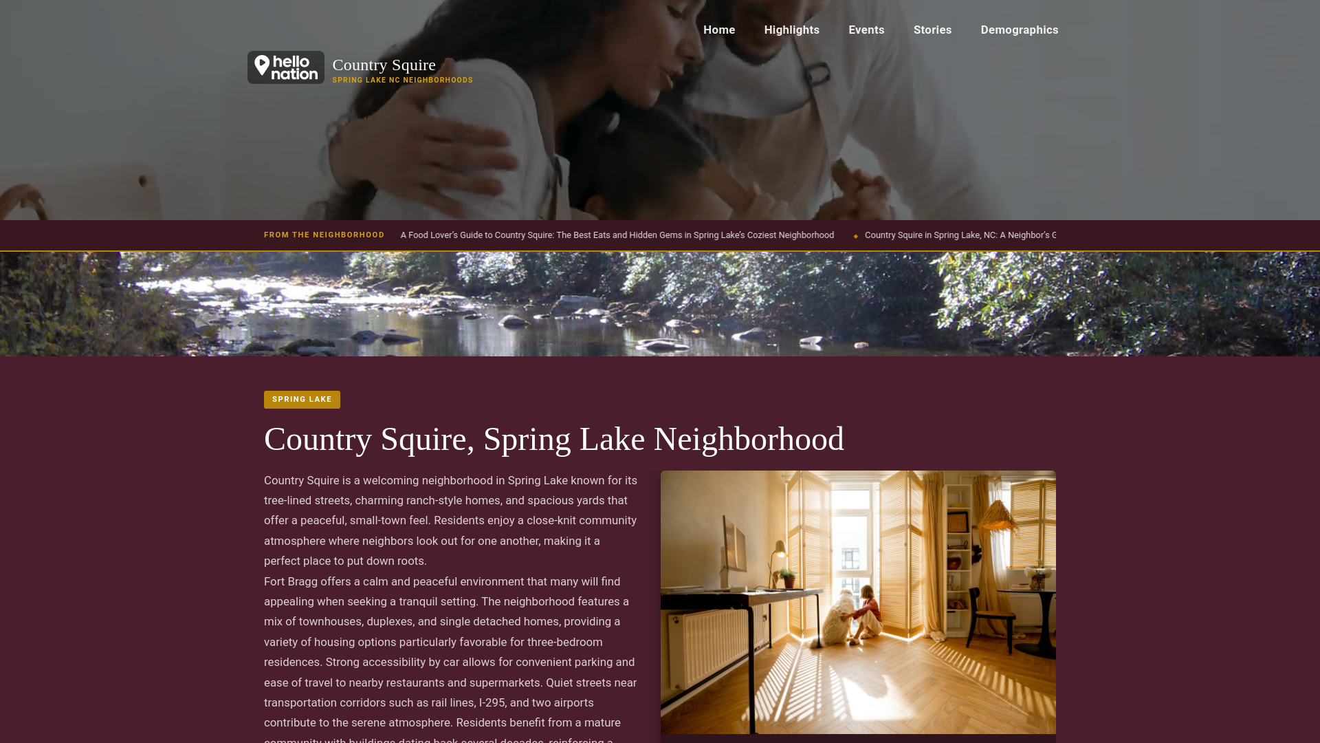 website screenshot of https://countrysquirespringlakeneighborhood.org/