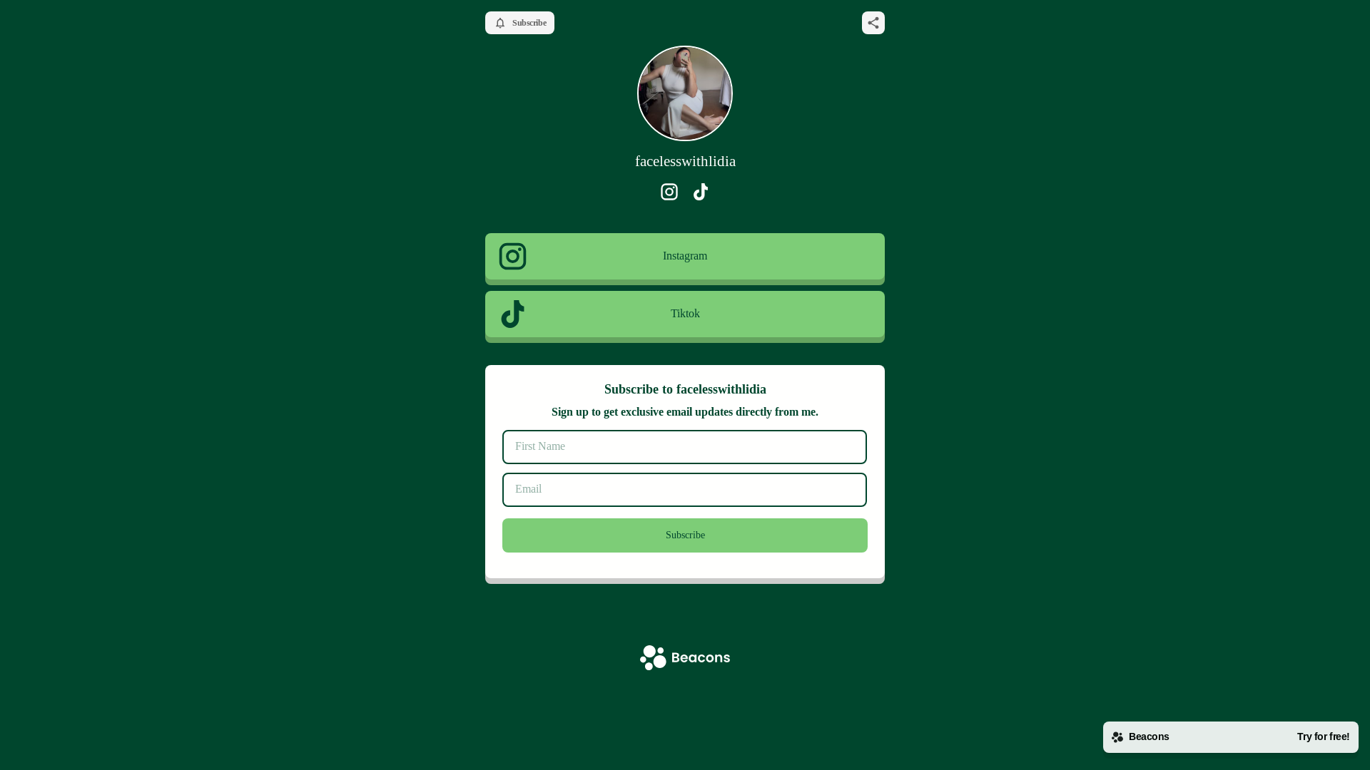 website screenshot of https://facelesswithlidia.com/