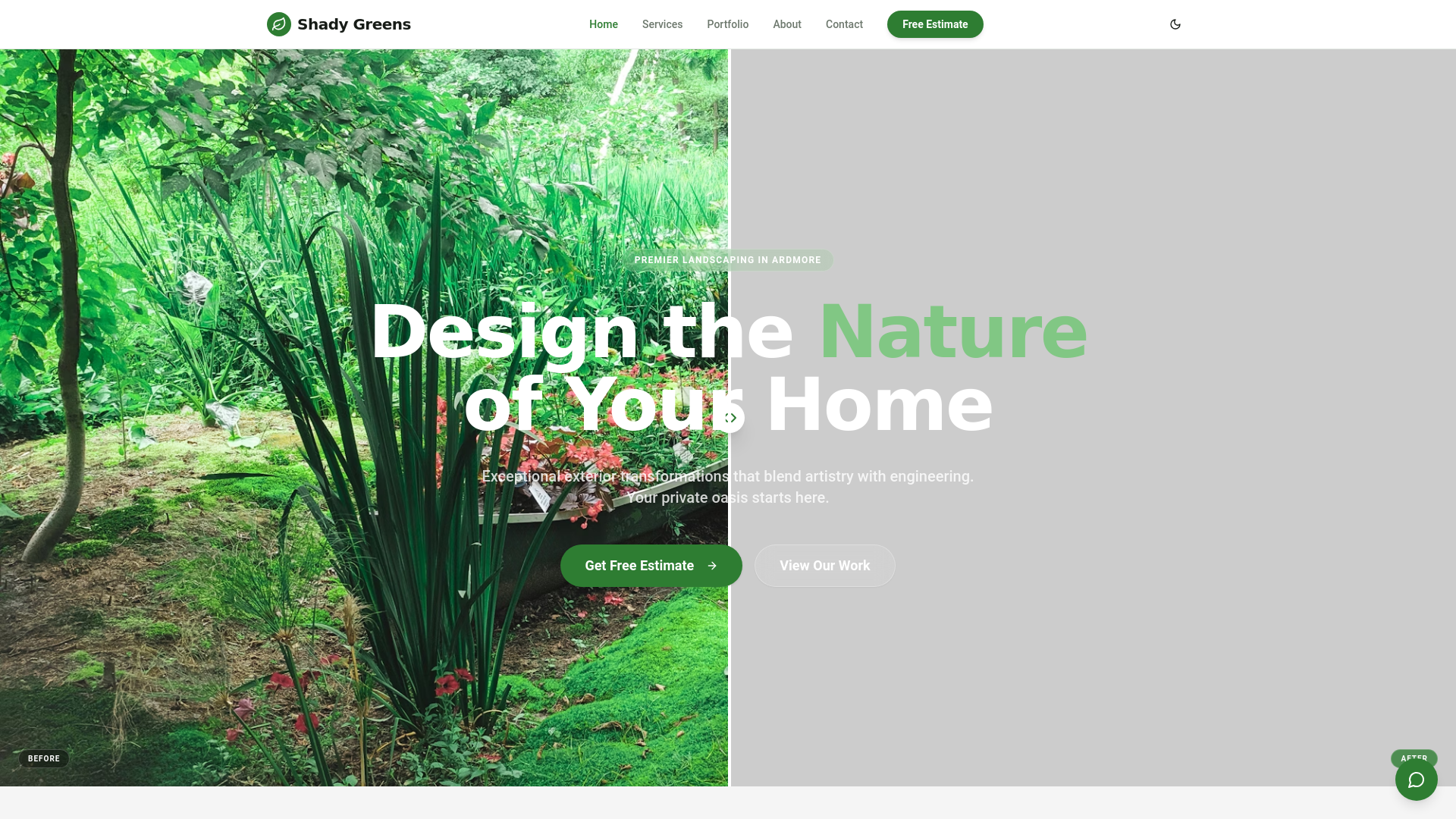 website screenshot of https://shady-greens-landscaping.pages.dev/
