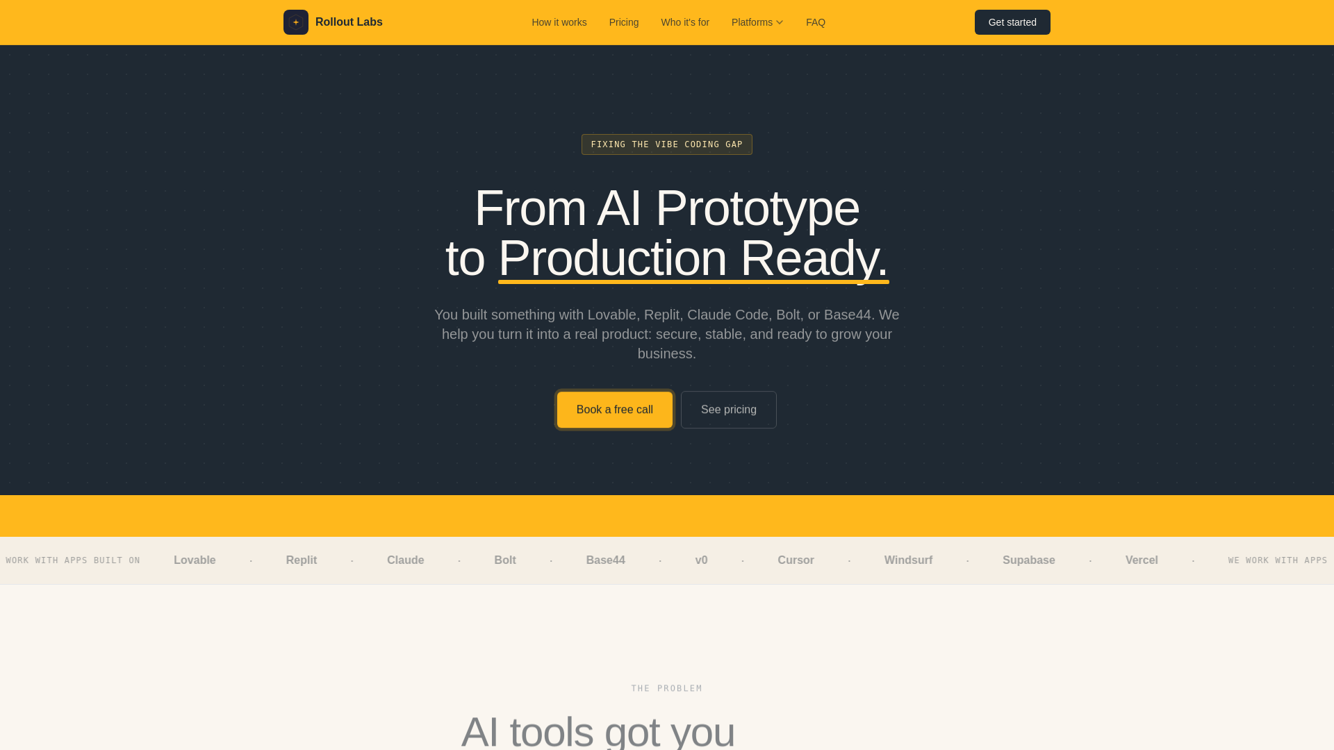website screenshot of https://rolloutlabs.ai/