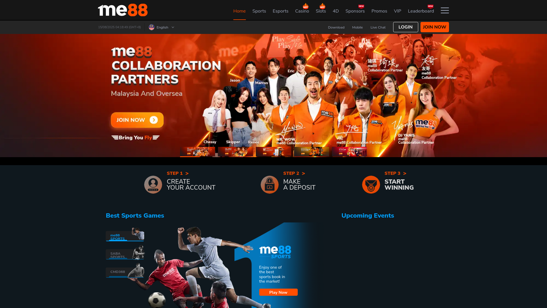 website screenshot of https://me88come.com/