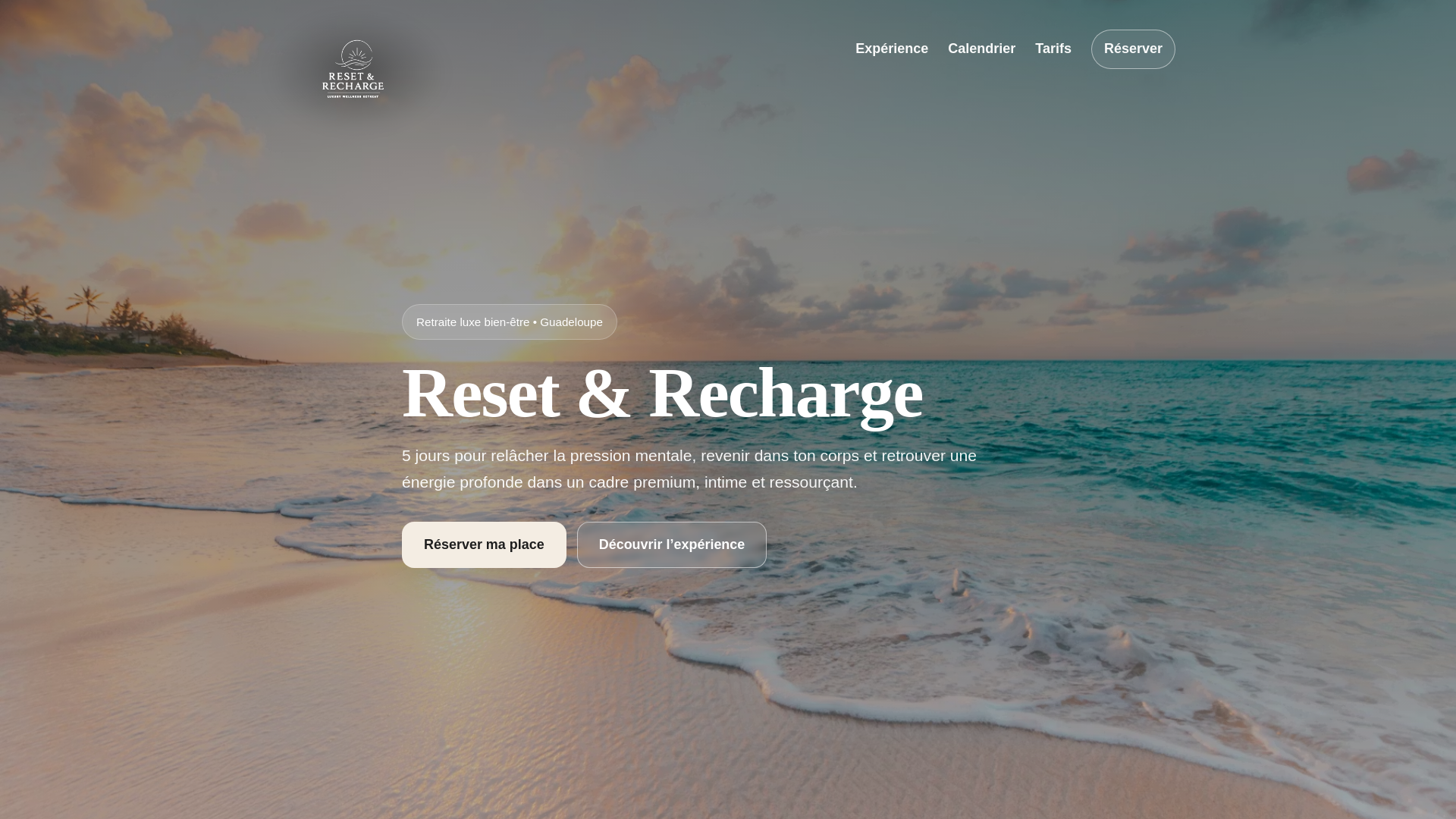website screenshot of https://resetandrecharge.fr