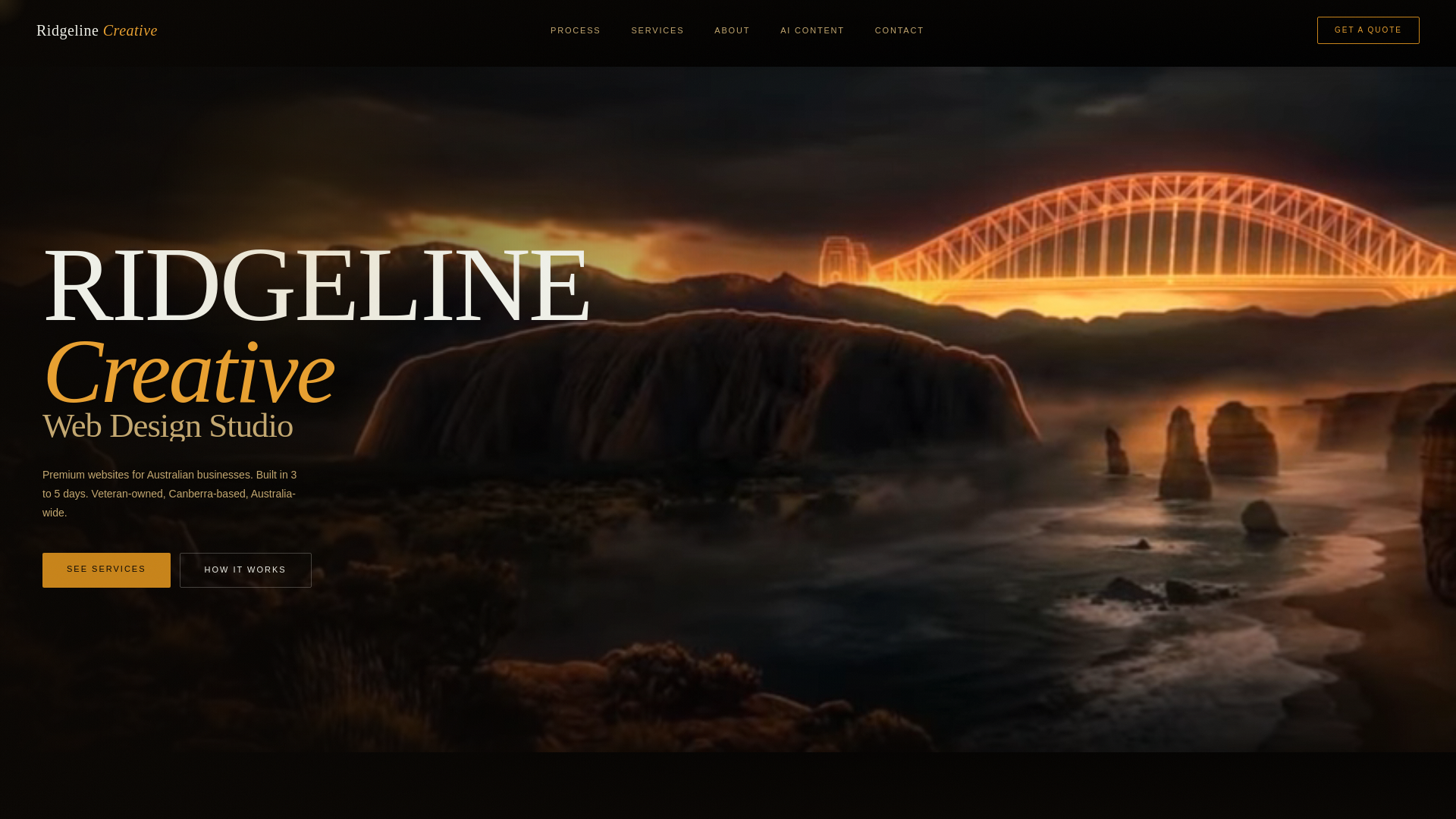 website screenshot of https://ridgelinecreative.com.au