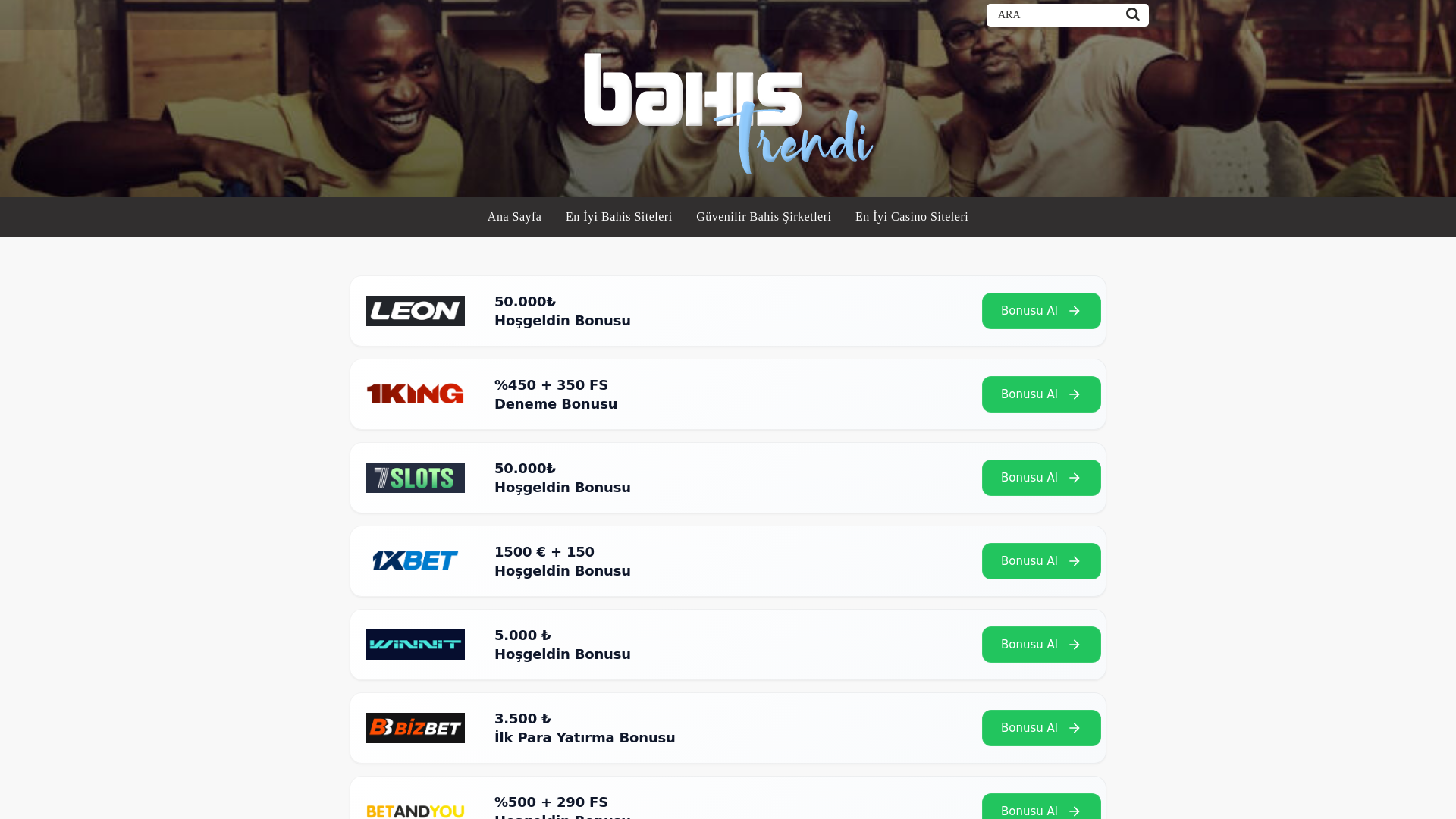 website screenshot of https://bahistrendi.com