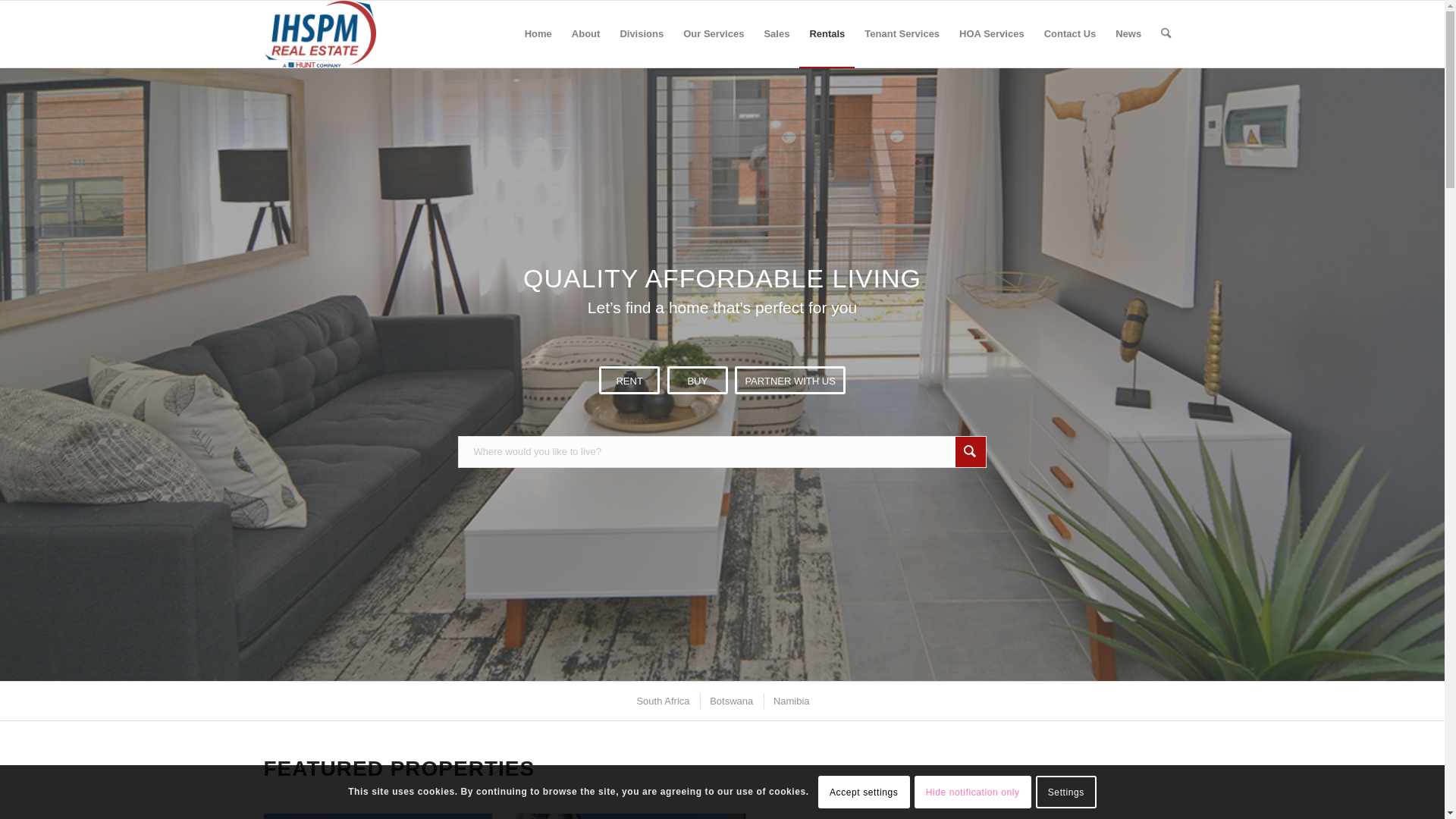 website screenshot of https://ihsinvestments.co.na/