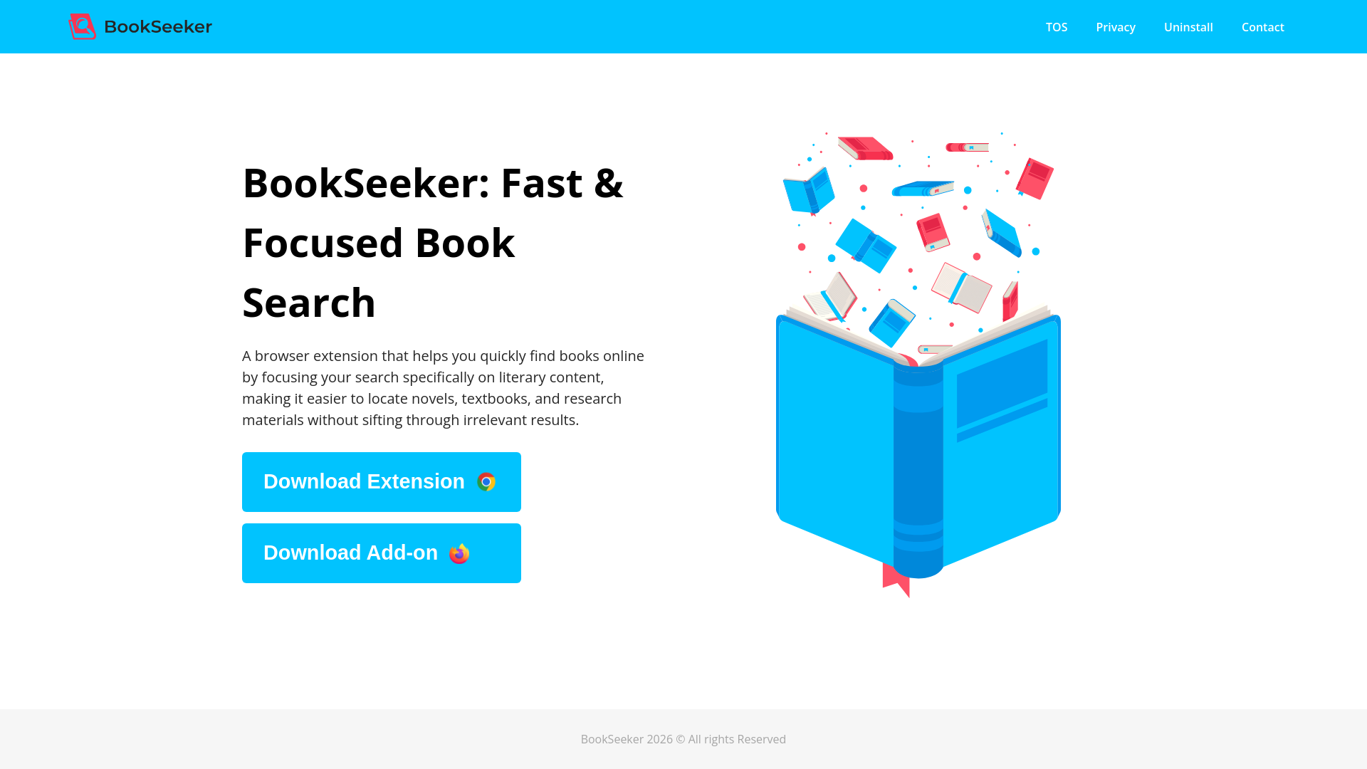 website screenshot of https://bookseekerapp.com