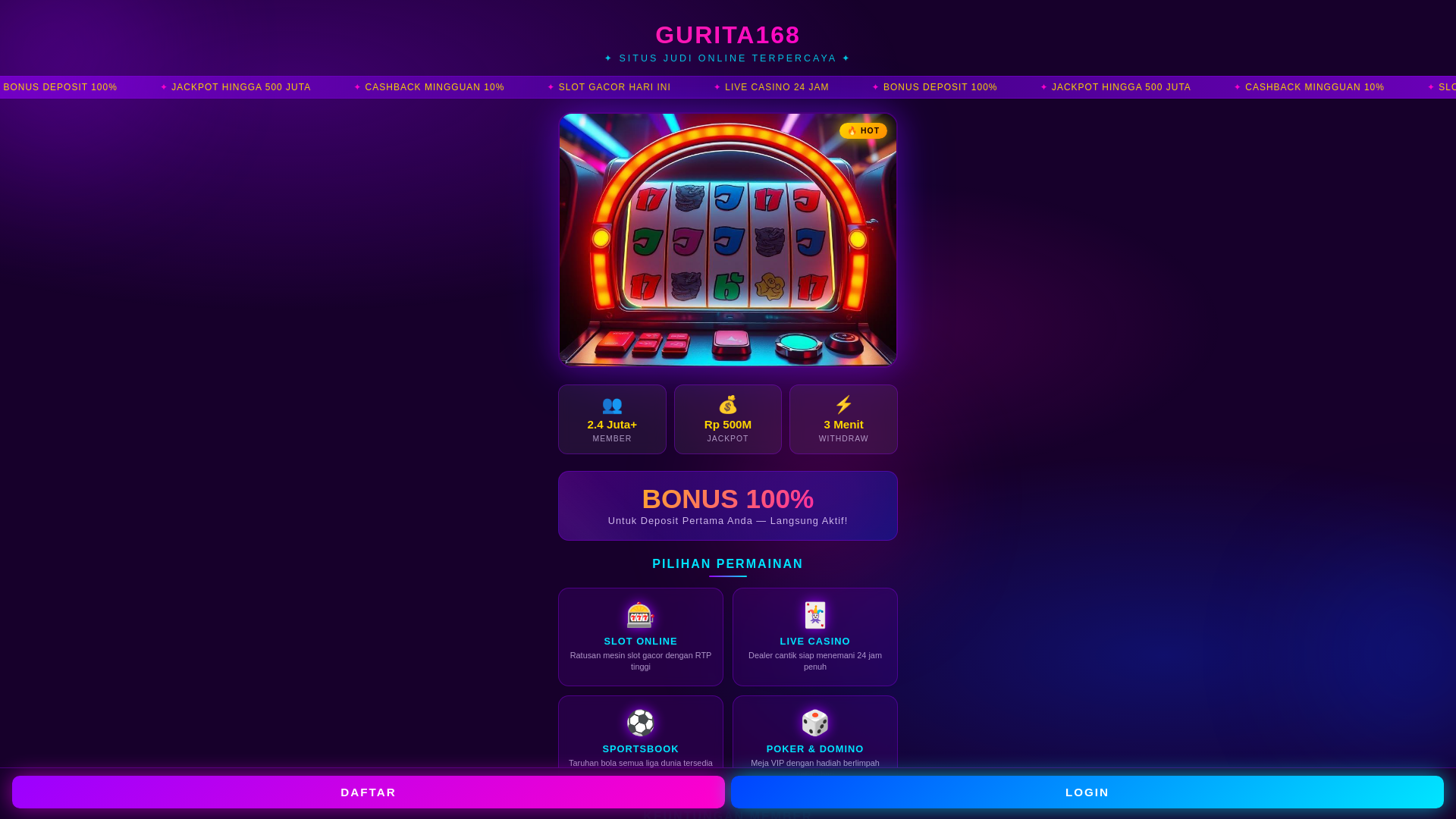 website screenshot of https://gurita168-login-6mr.pages.dev/