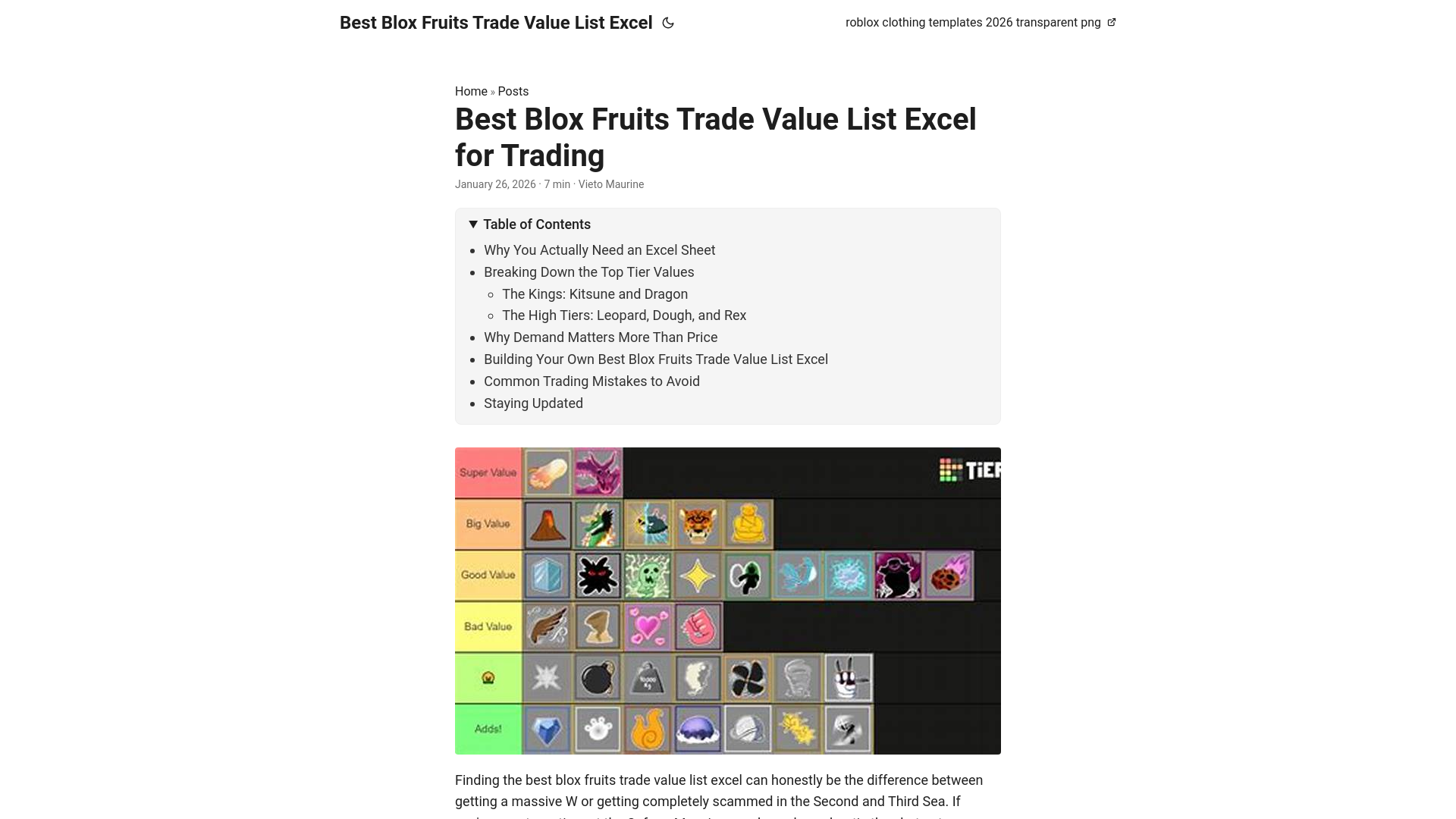 website screenshot of https://best-blox-fruits-trade-value-list-excel.pages.dev/