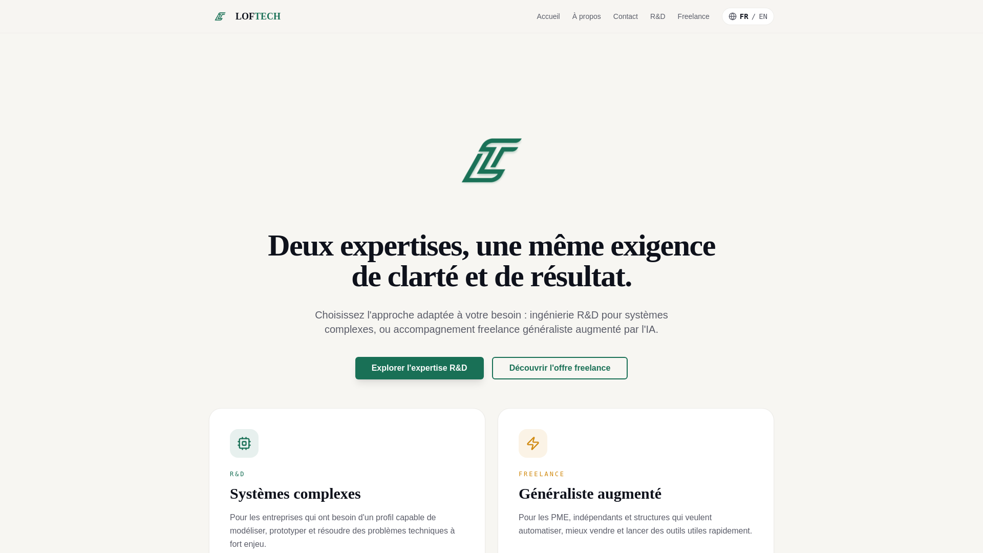 website screenshot of https://loftech.fr