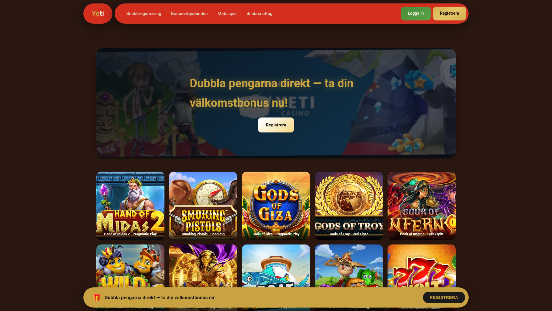 website screenshot of https://yeti-se.com