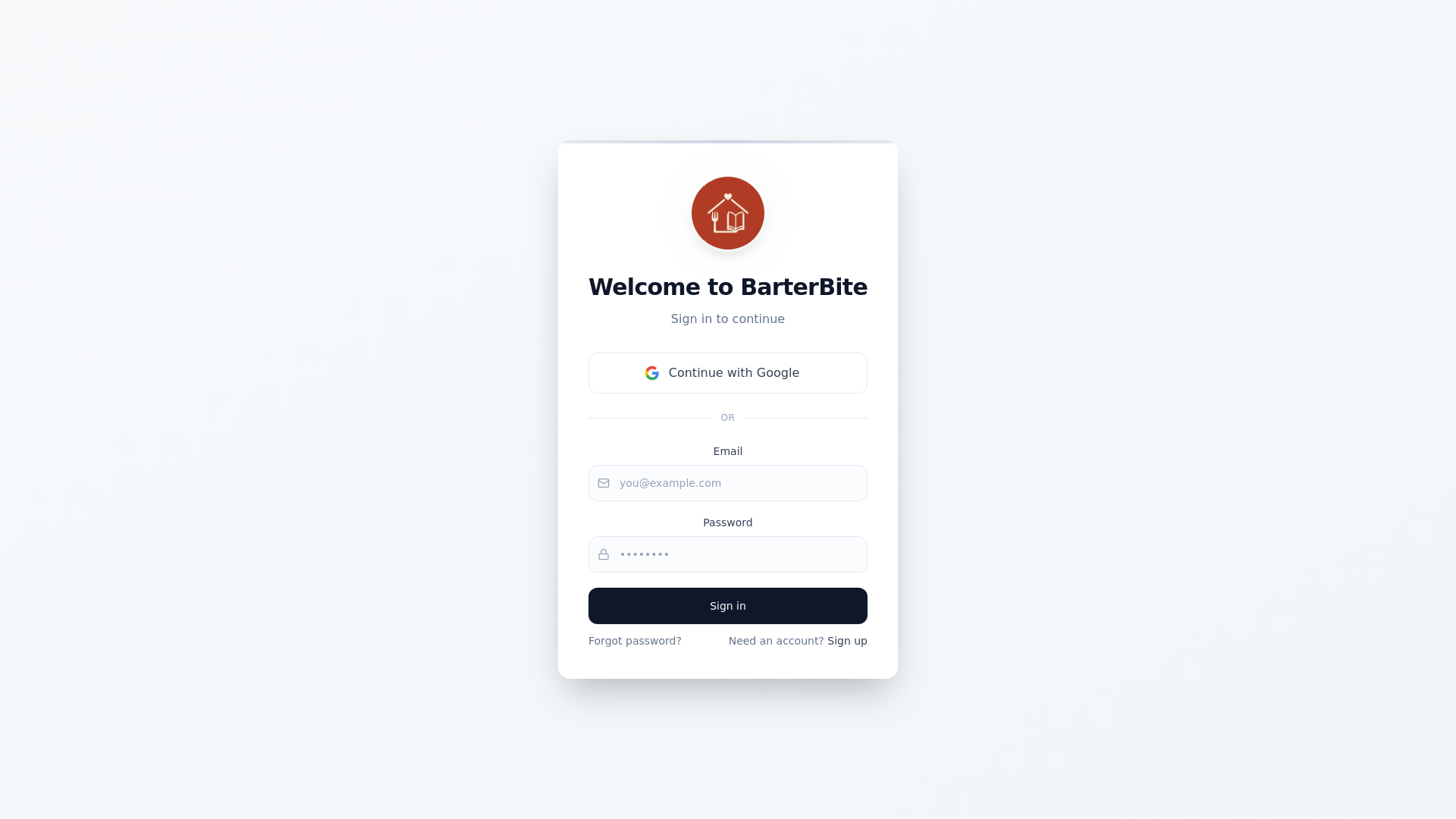 website screenshot of https://barterbite.com