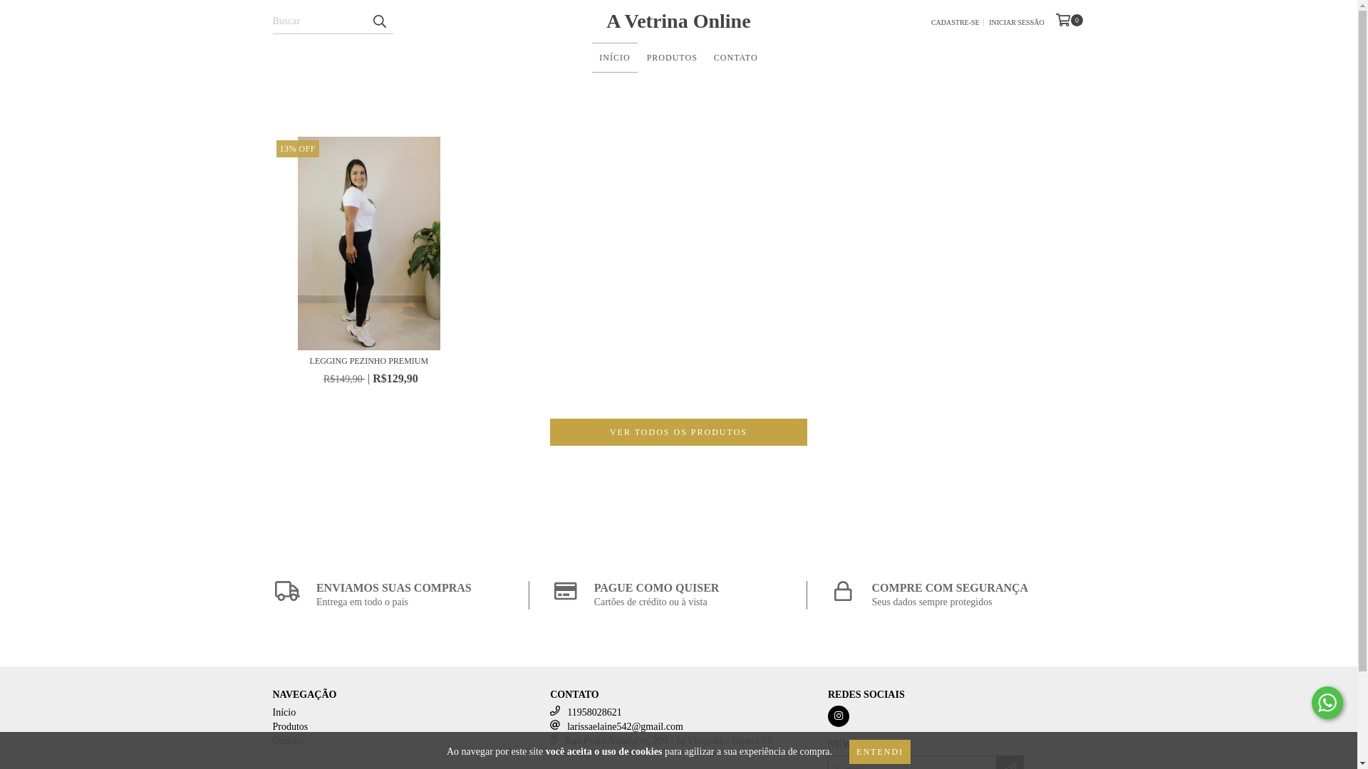 website screenshot of https://avetrinaonline.com.br/