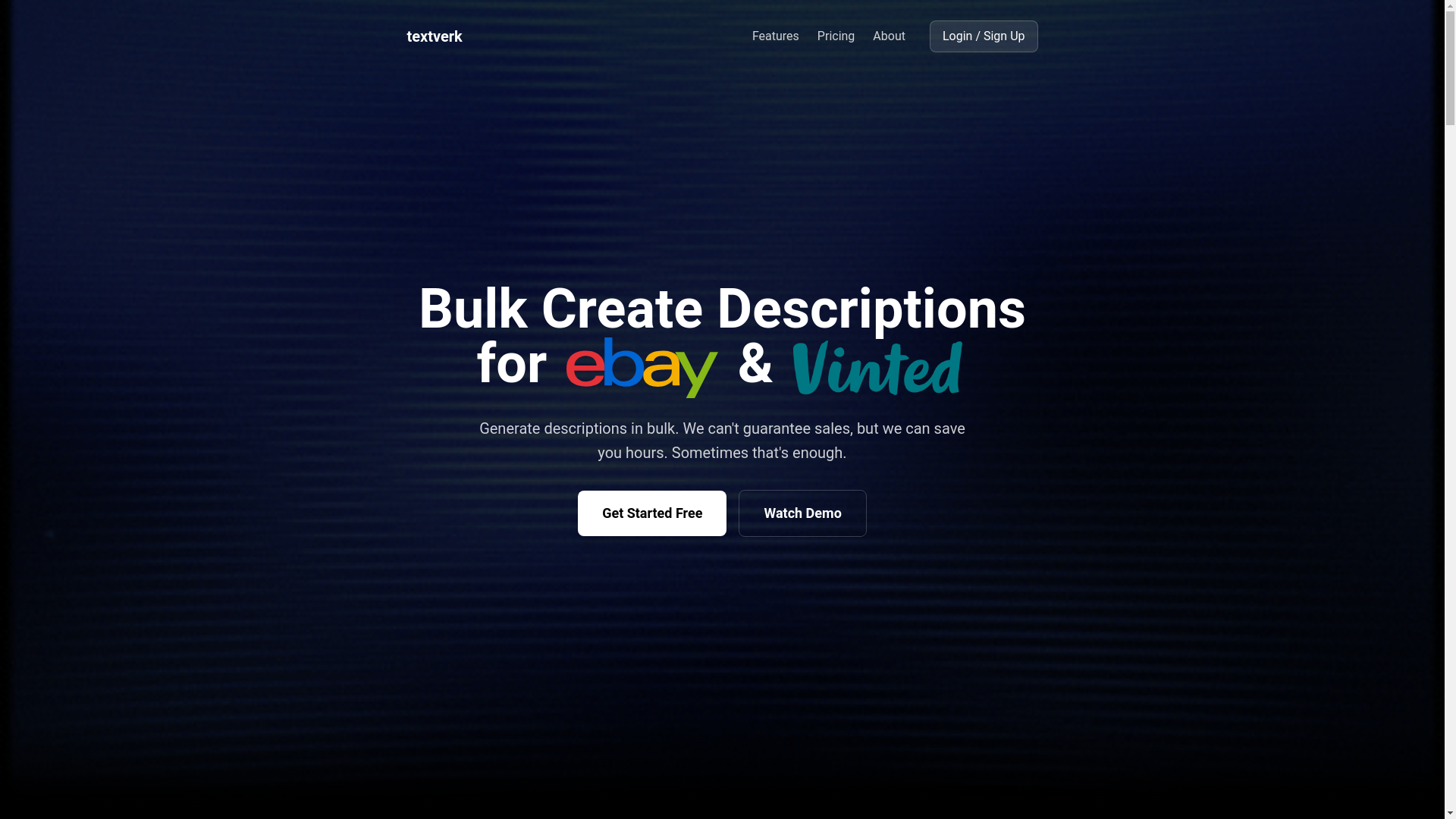 website screenshot of https://textverk.com/