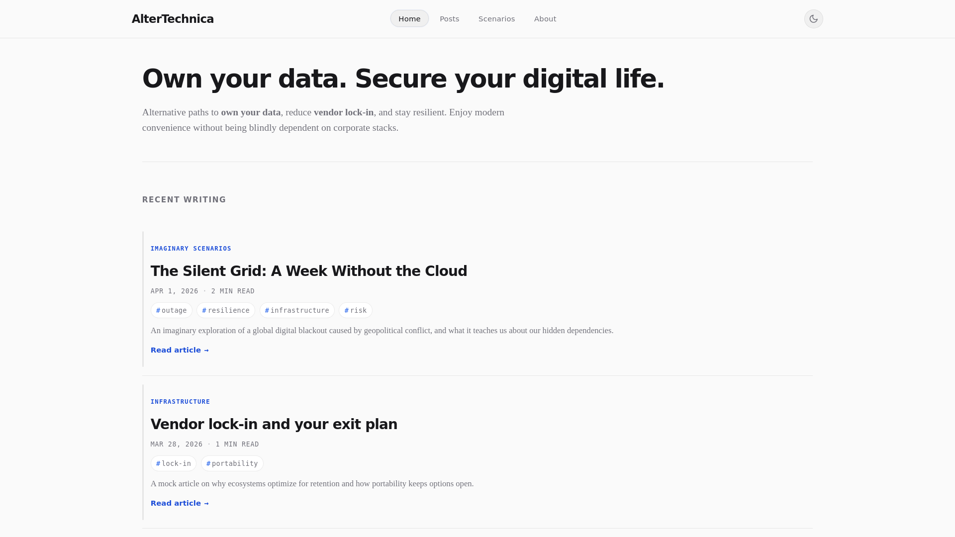 website screenshot of https://altertechnica.com