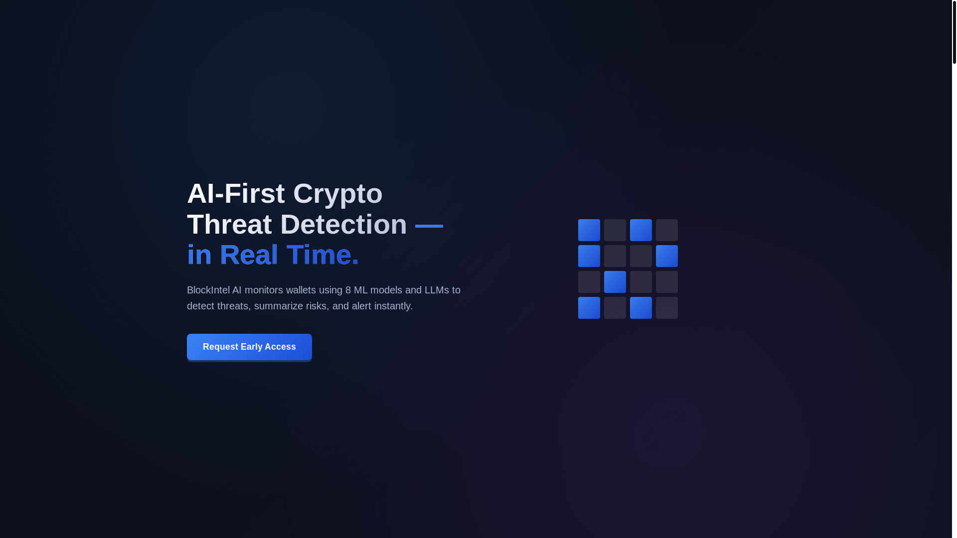 website screenshot of https://blockintelai.com/