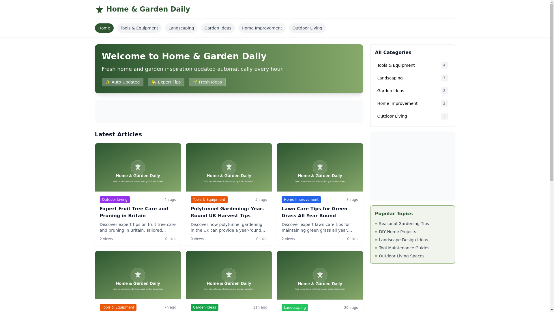 website screenshot of https://homeandgardendaily.uk/