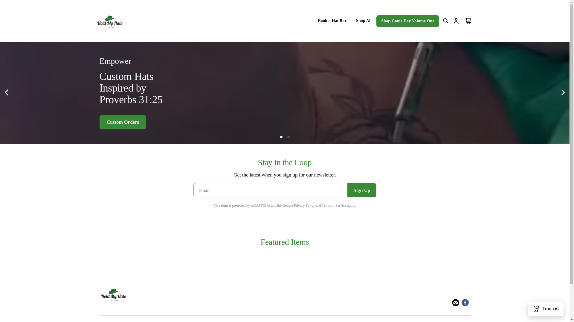 website screenshot of https://shopholdmyhalocustoms.com/