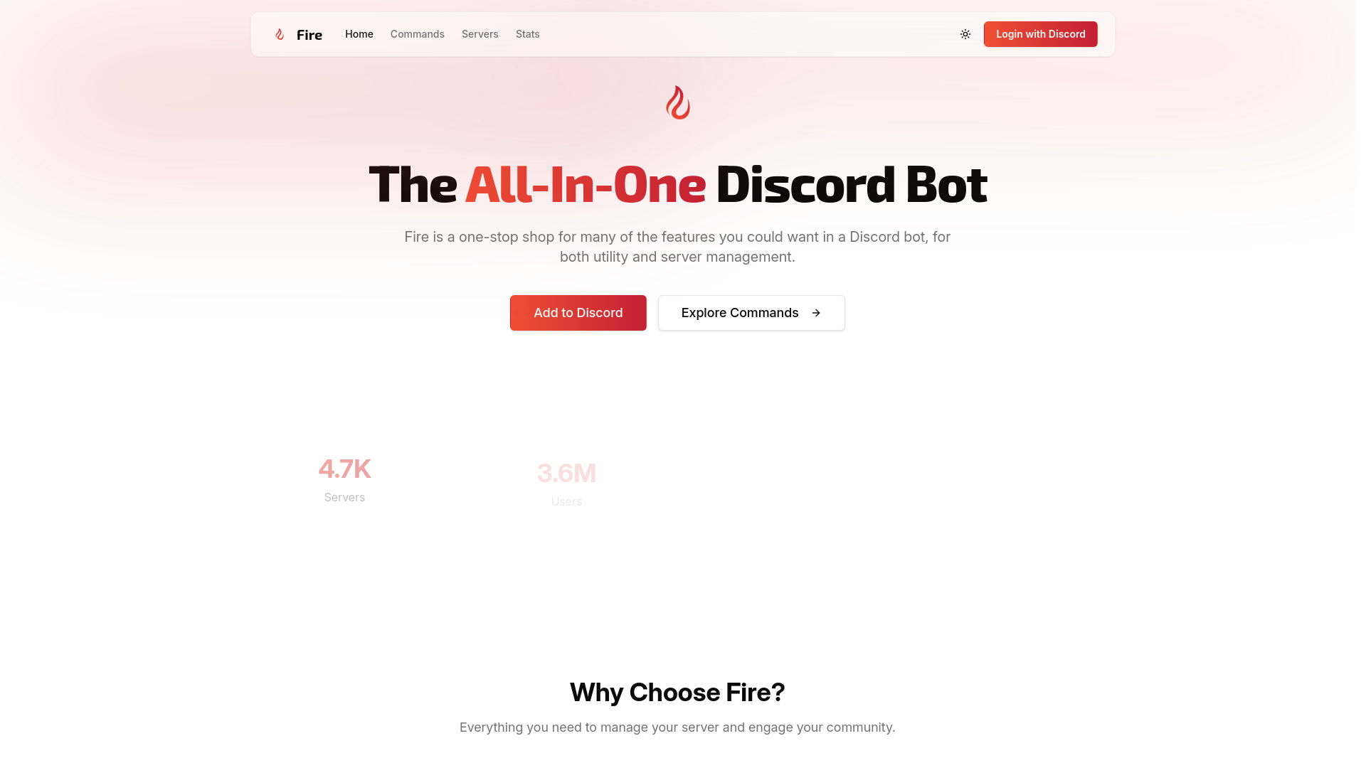 website screenshot of https://getfire.bot/