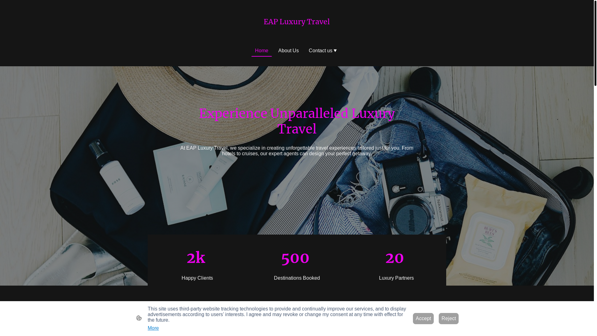 website screenshot of https://eapluxurytravel.uk/