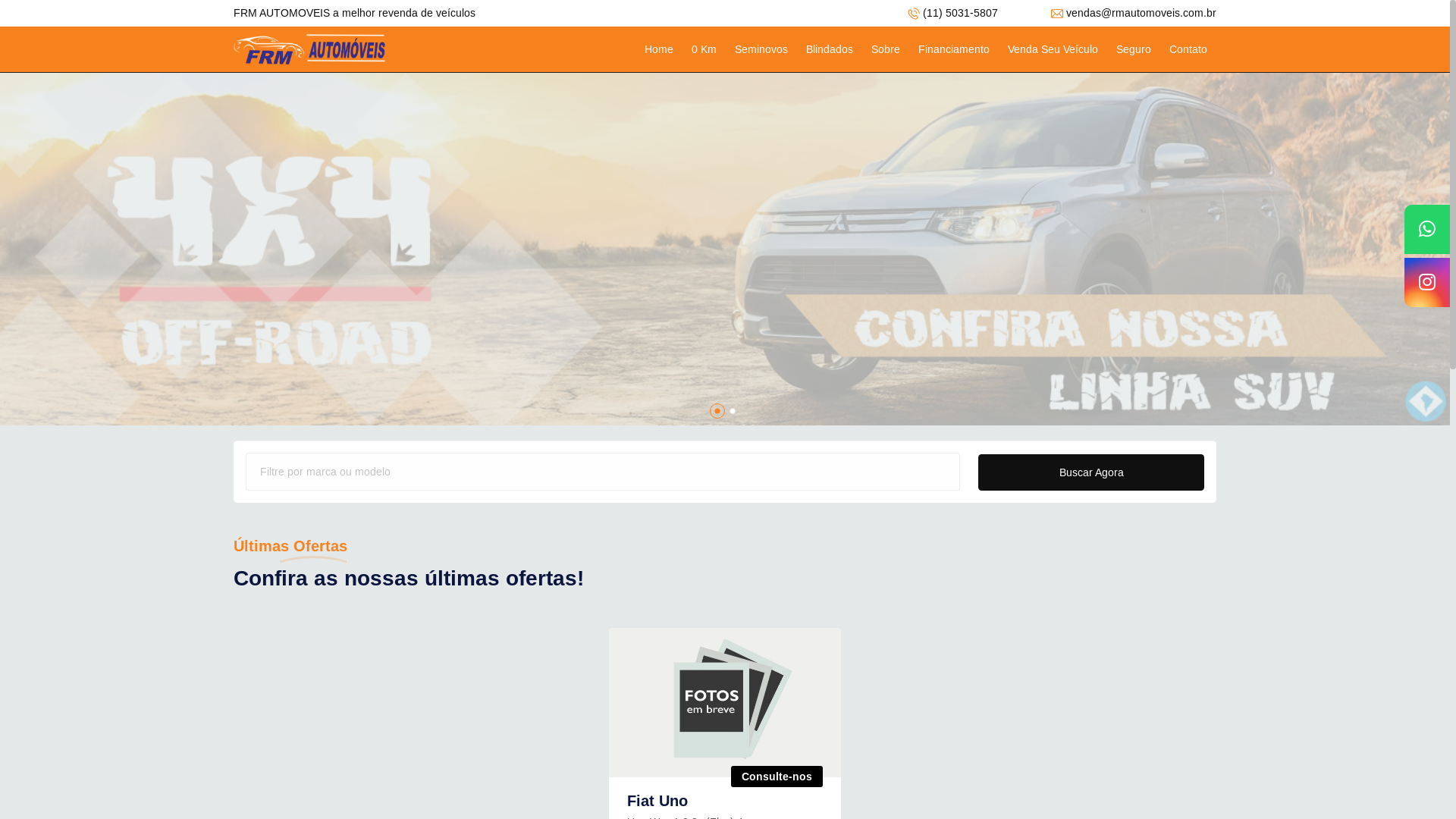 website screenshot of https://frmautomoveis.com.br/
