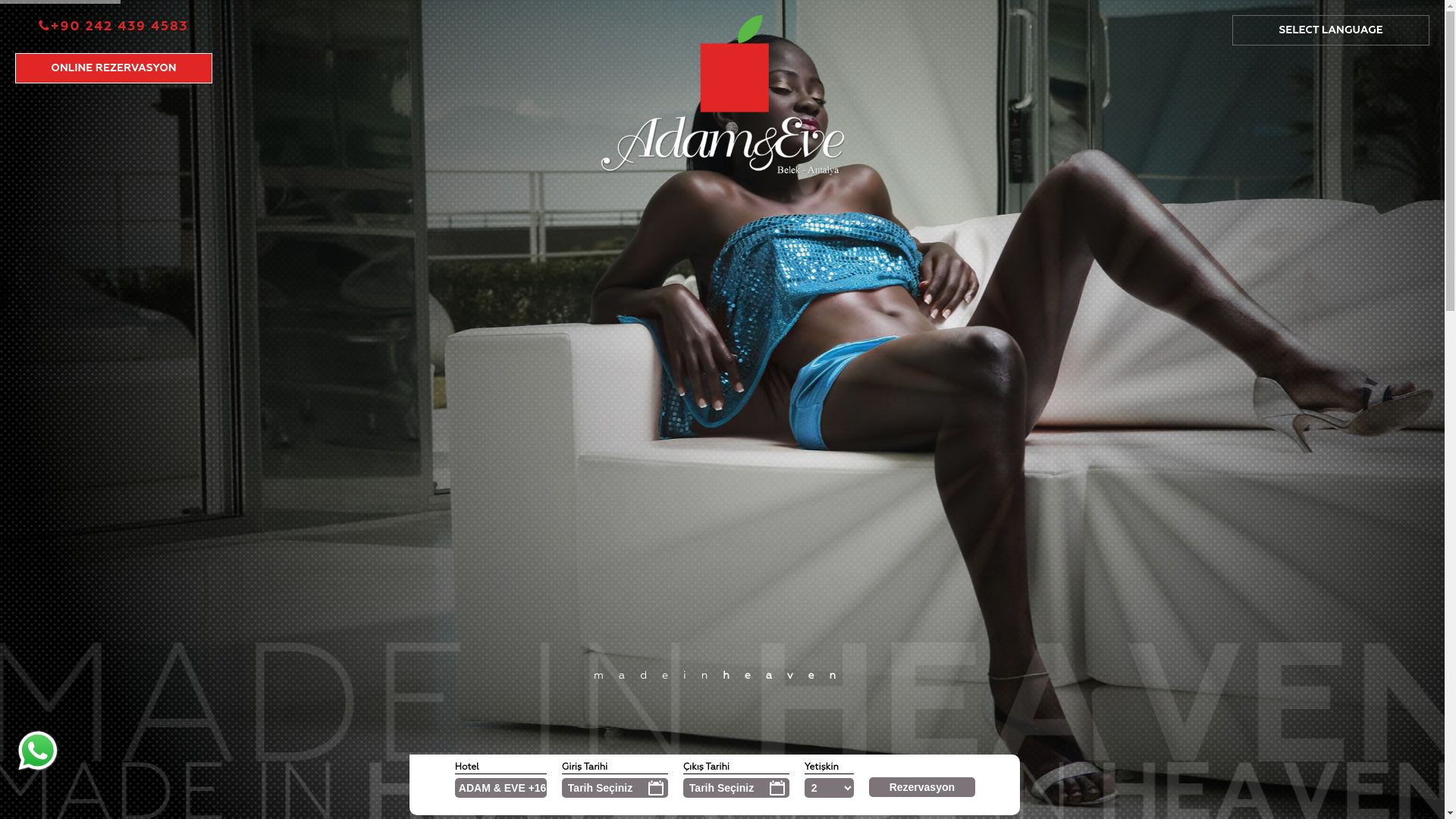 website screenshot of https://adamevespahotel.com/
