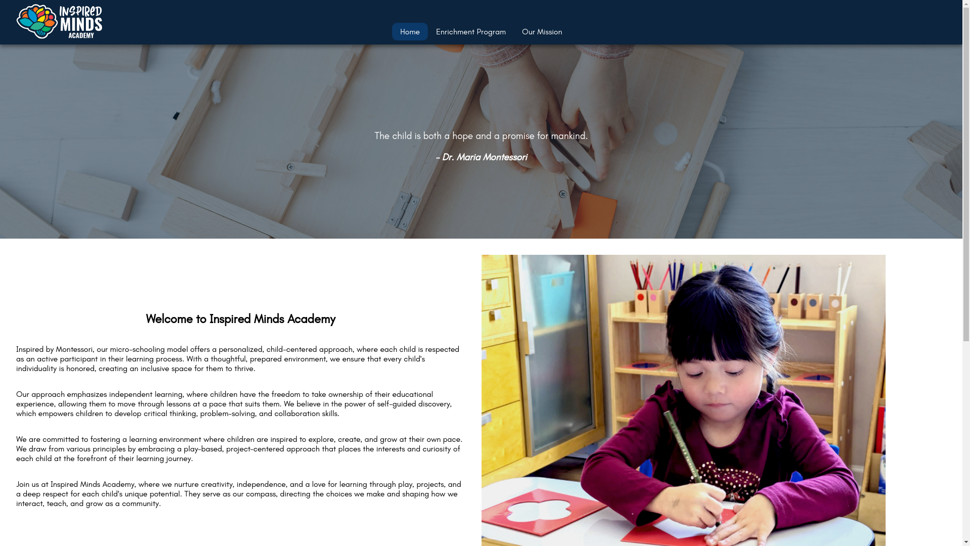 website screenshot of https://inspired-minds-academy.pages.dev/