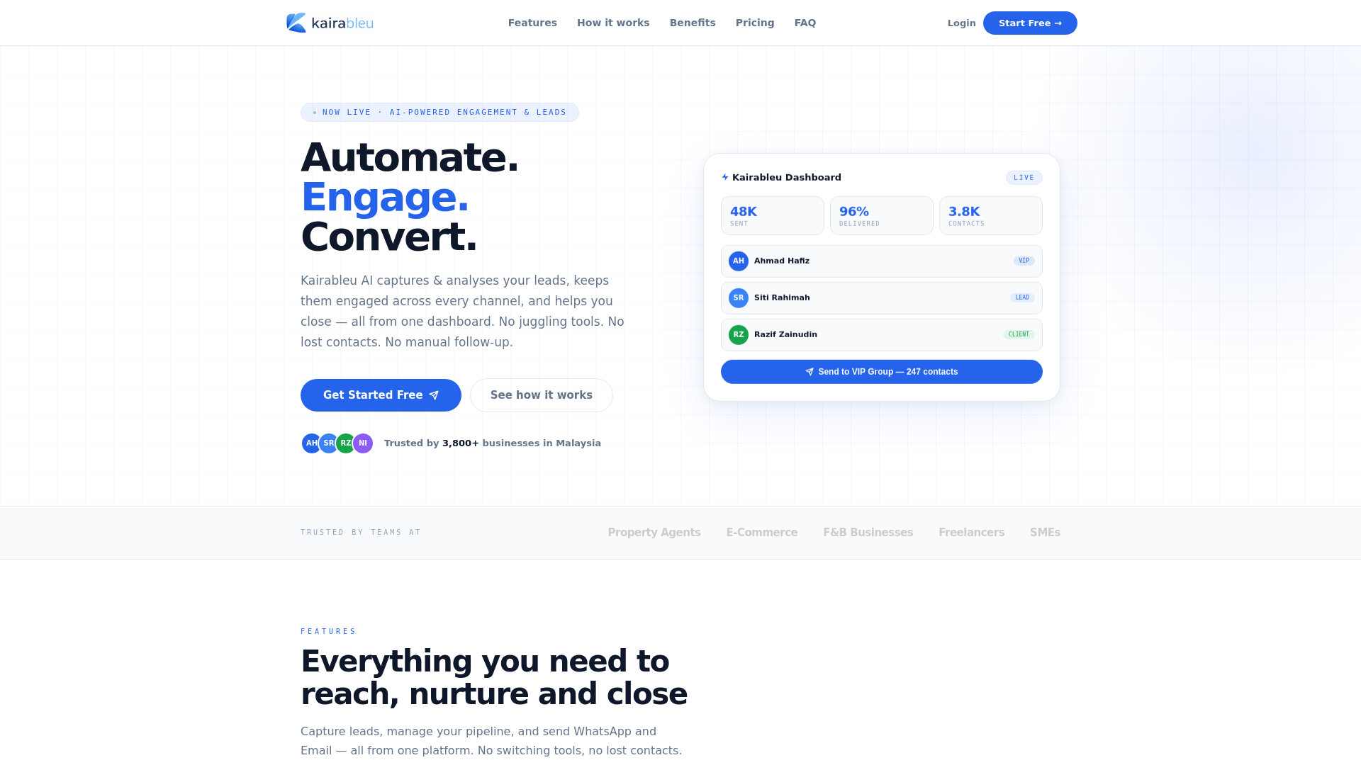 website screenshot of https://kairableu.com/