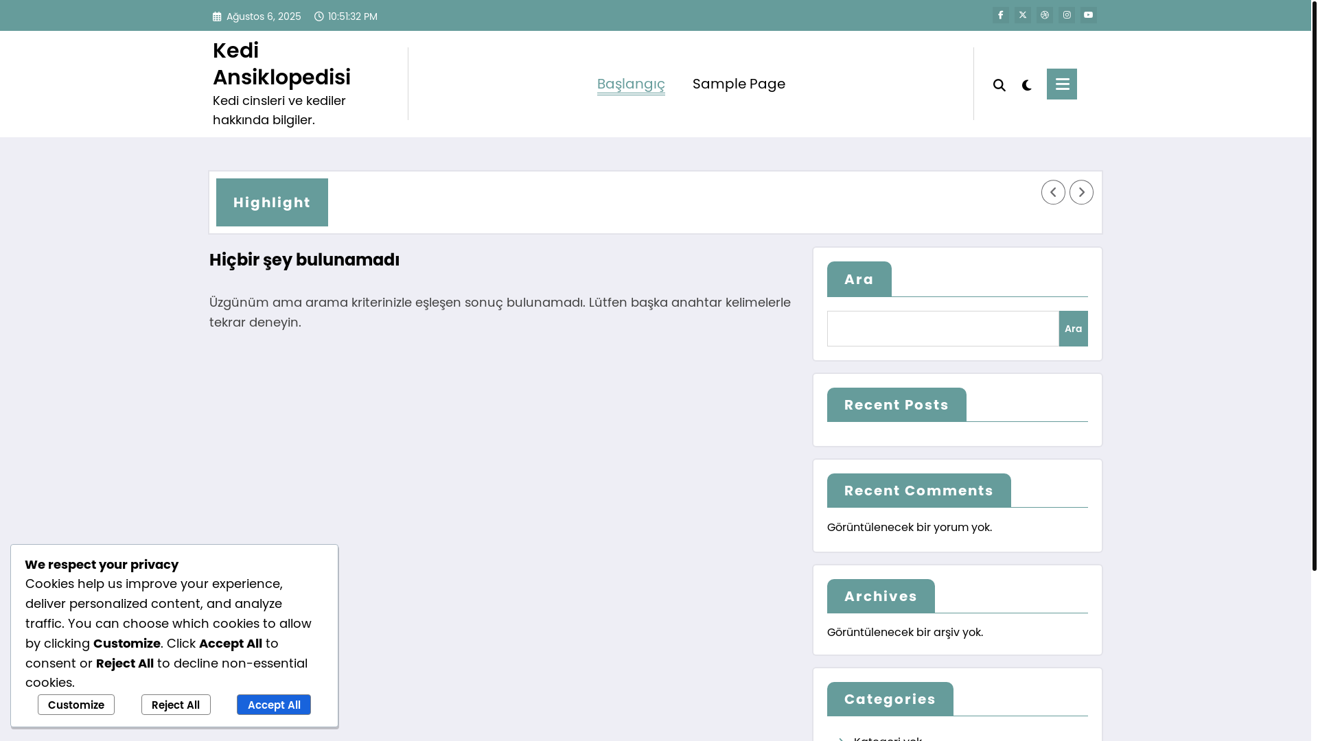 website screenshot of https://kediansiklopedisi.com/