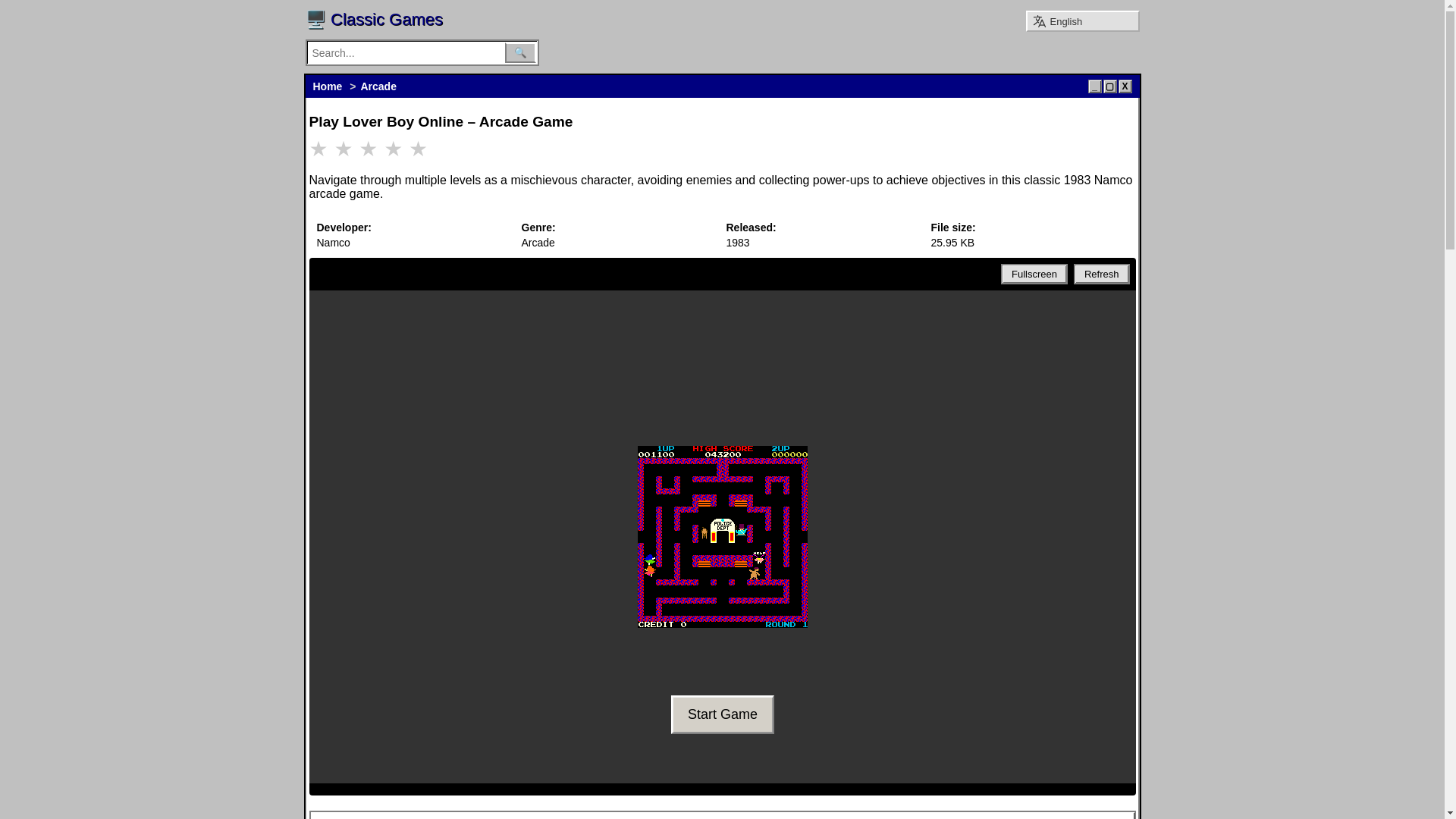 website screenshot of https://www.classicgames.me/lover-boy.html